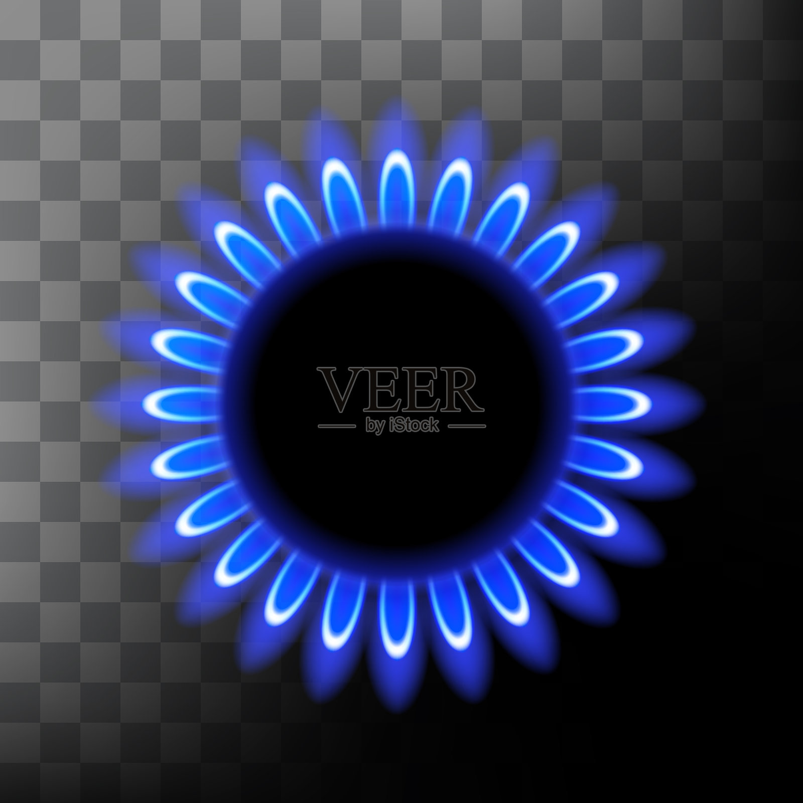 煤气炉和蓝色火焰插画图片素材