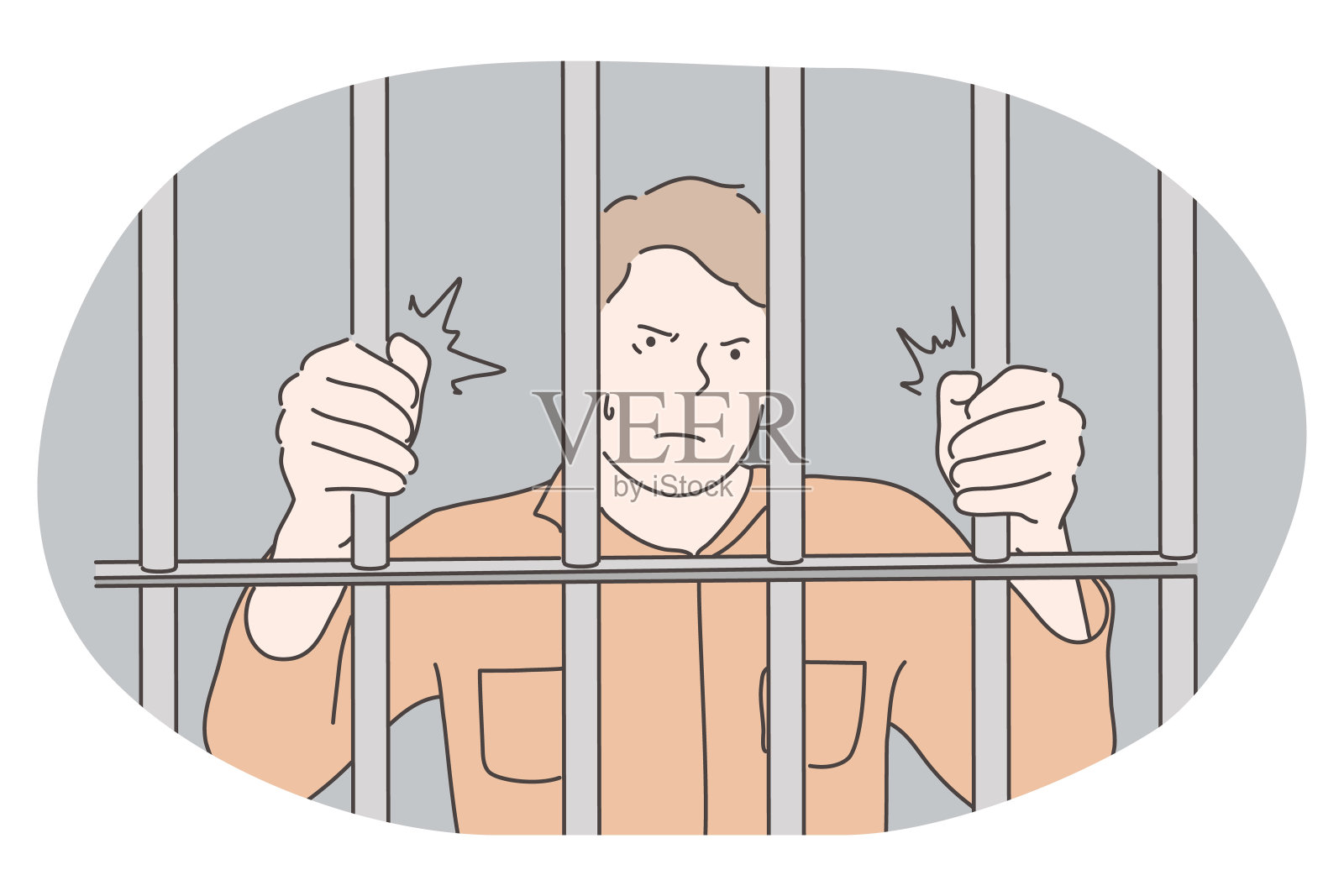 监狱，监狱，牢房，囚禁，逮捕，惩罚，笼子的概念插画图片素材