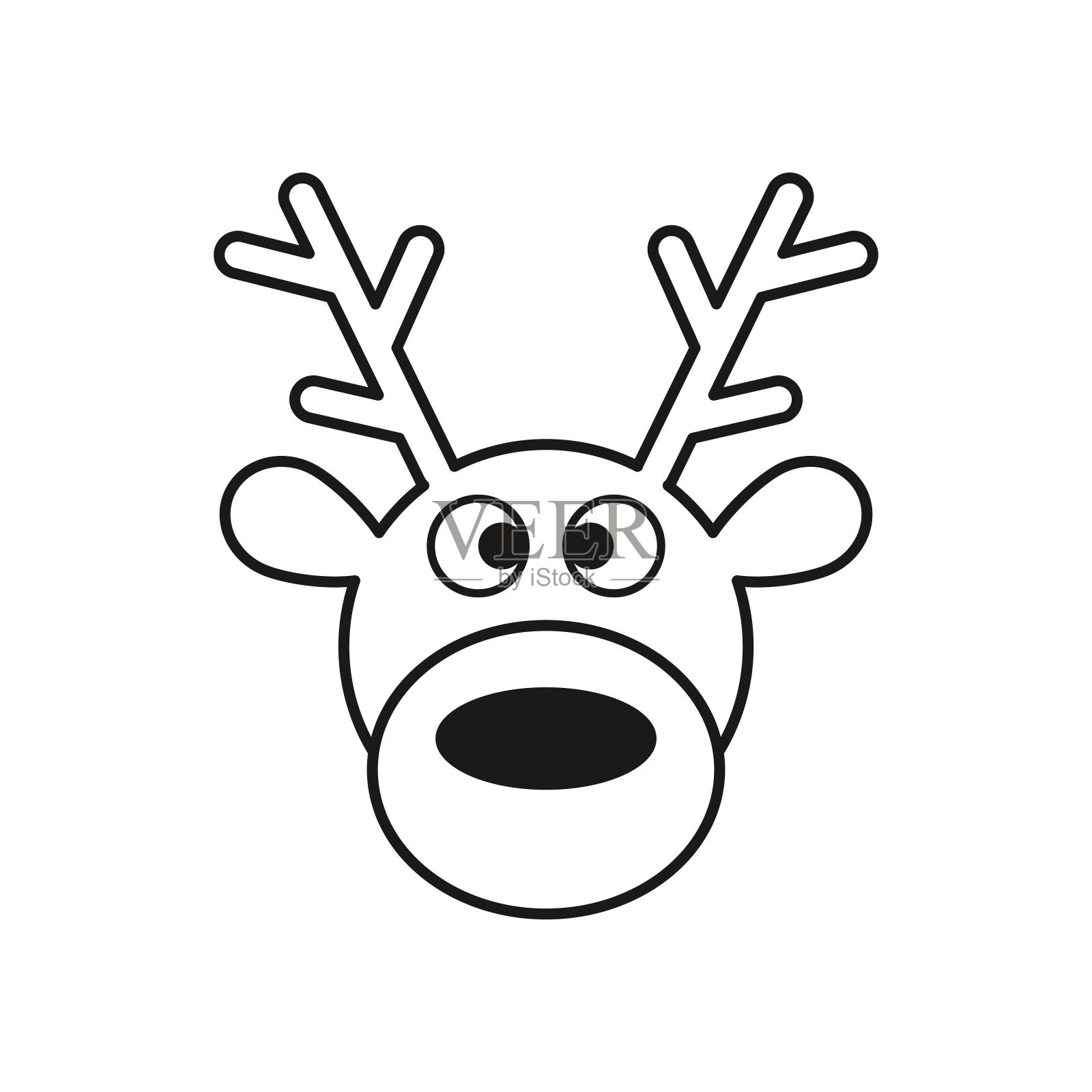 鹿头。驯鹿头孤立在白色背景，矢量插图。圣诞设计设计元素图片