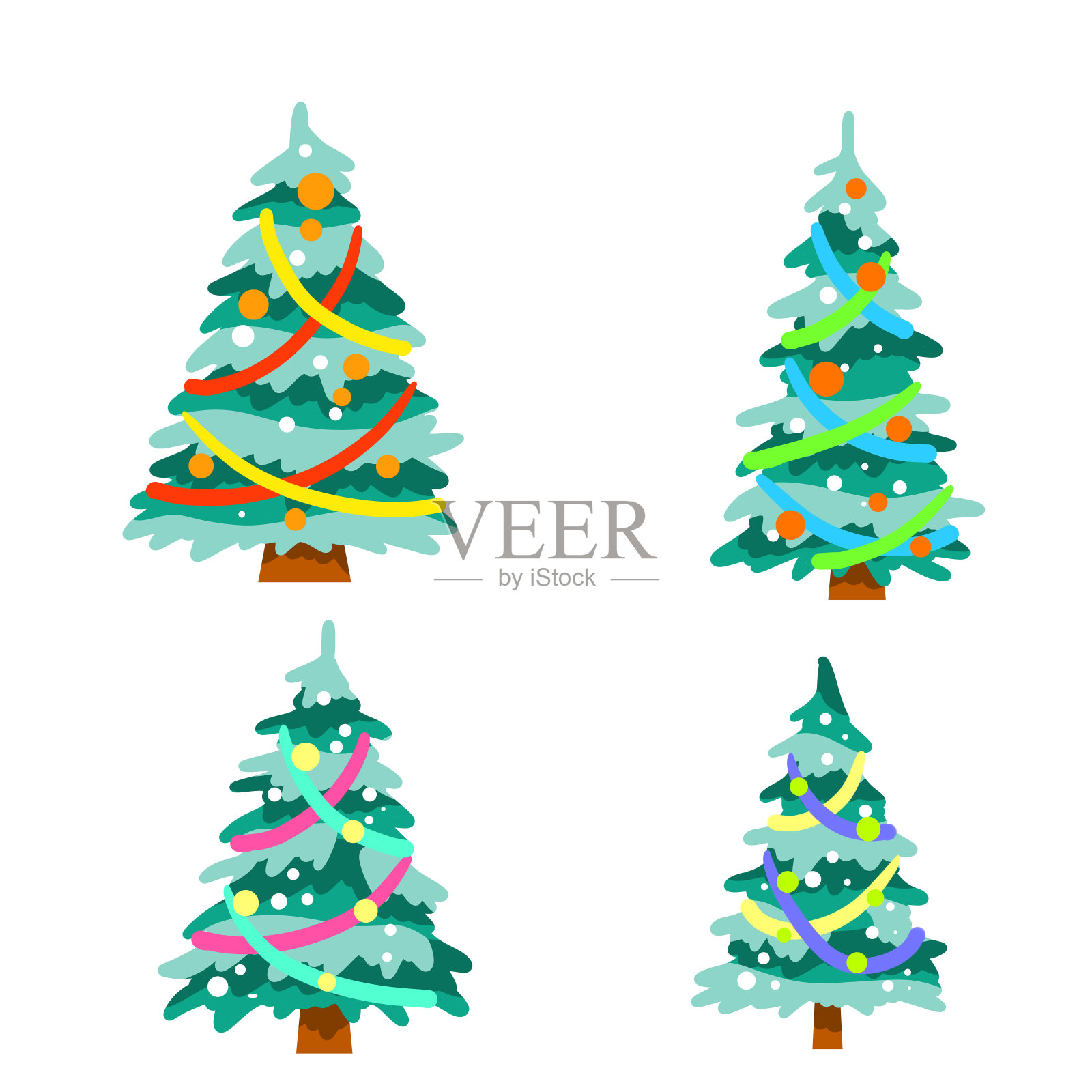圣诞树。假期和新年。设计元素图片