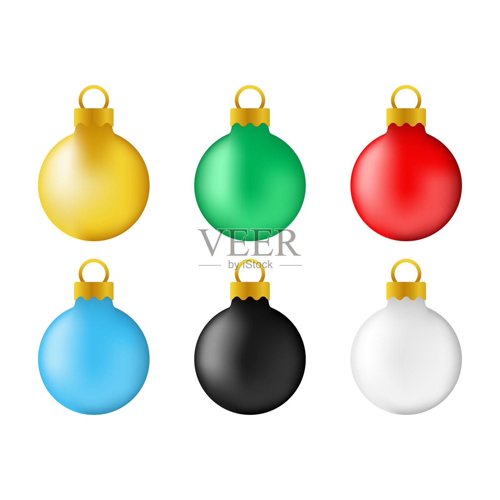 圣诞球设置矢量插图孤立的白色背景。现实圣诞球矢量插图圣诞快乐和新年贺卡，海报，横幅设计元素设计元素图片