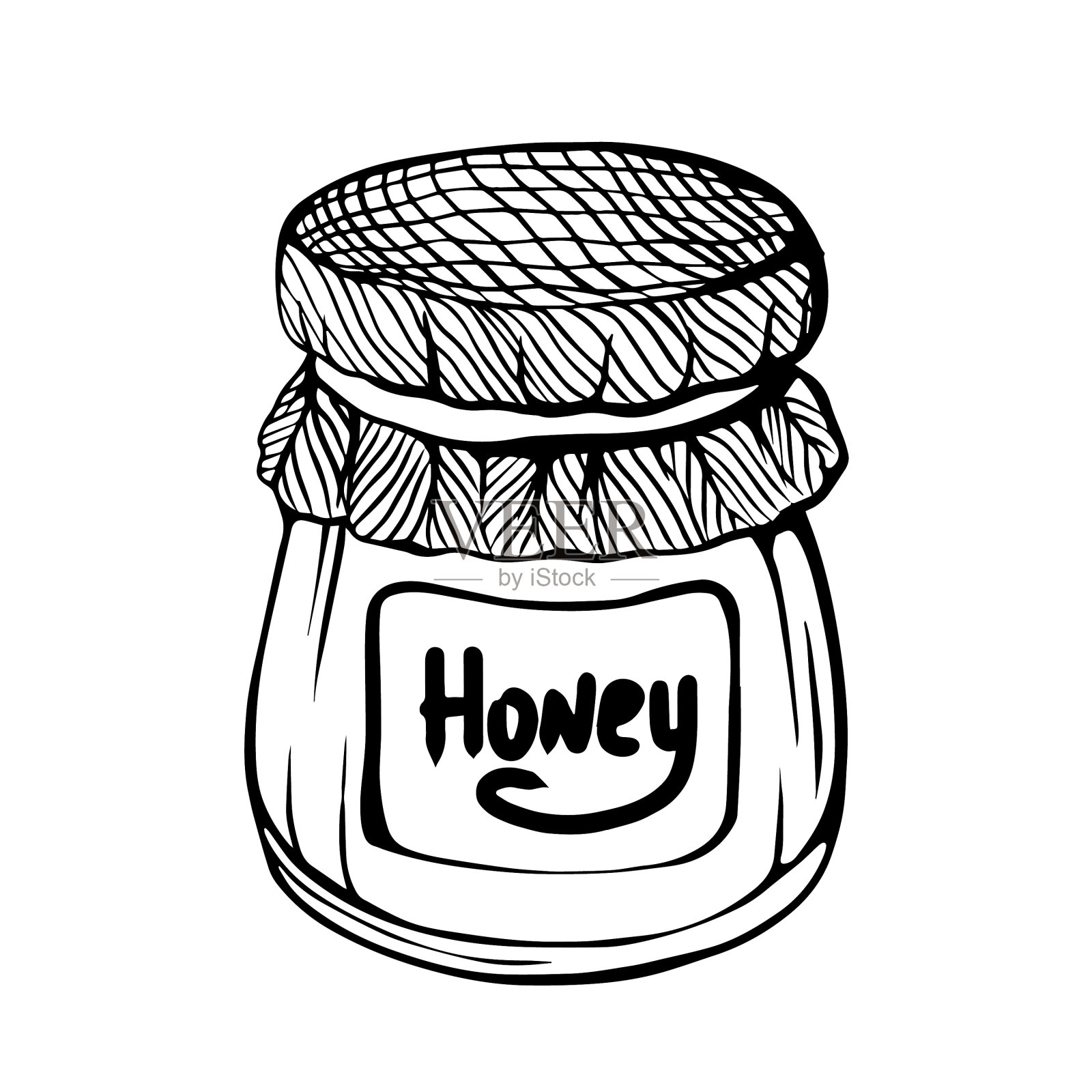 蜜蜂蜂蜜一罐蜂蜜手绘设计元素图片