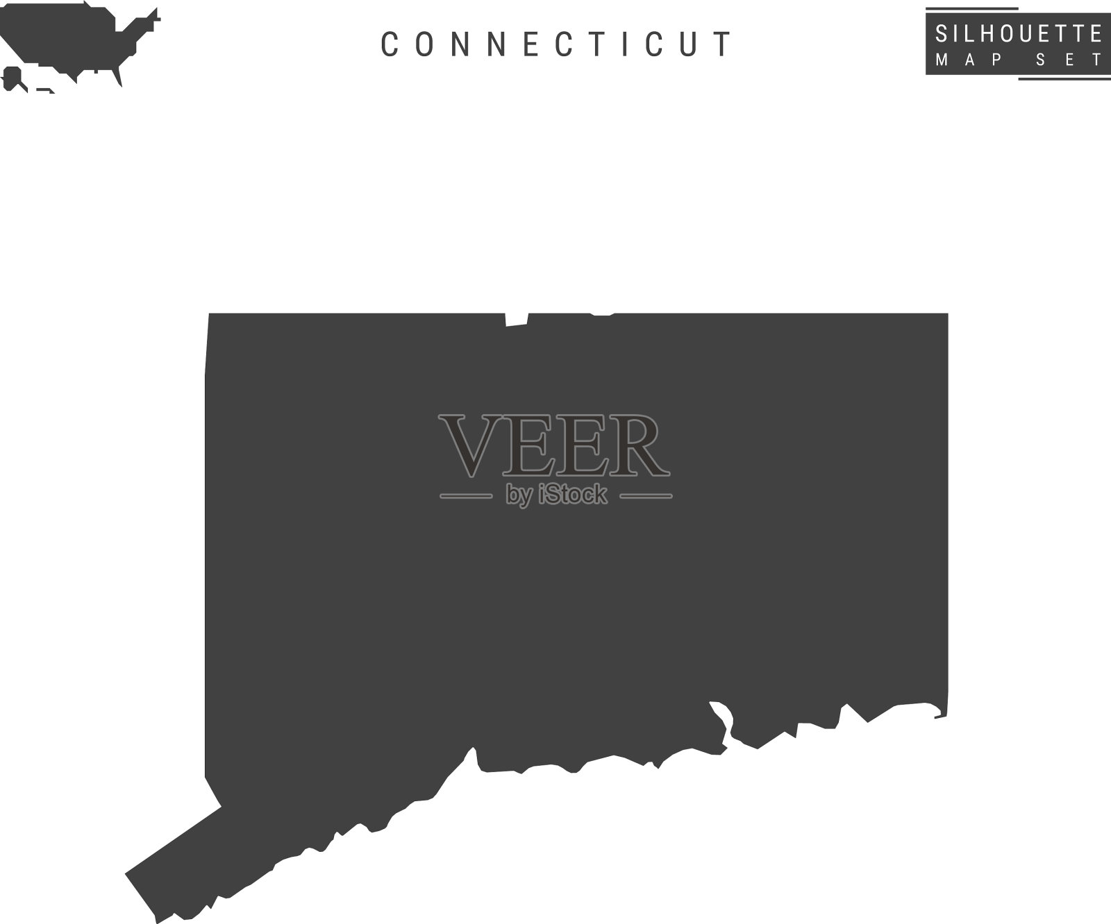 康涅狄格州地图孤立在白色插画图片素材