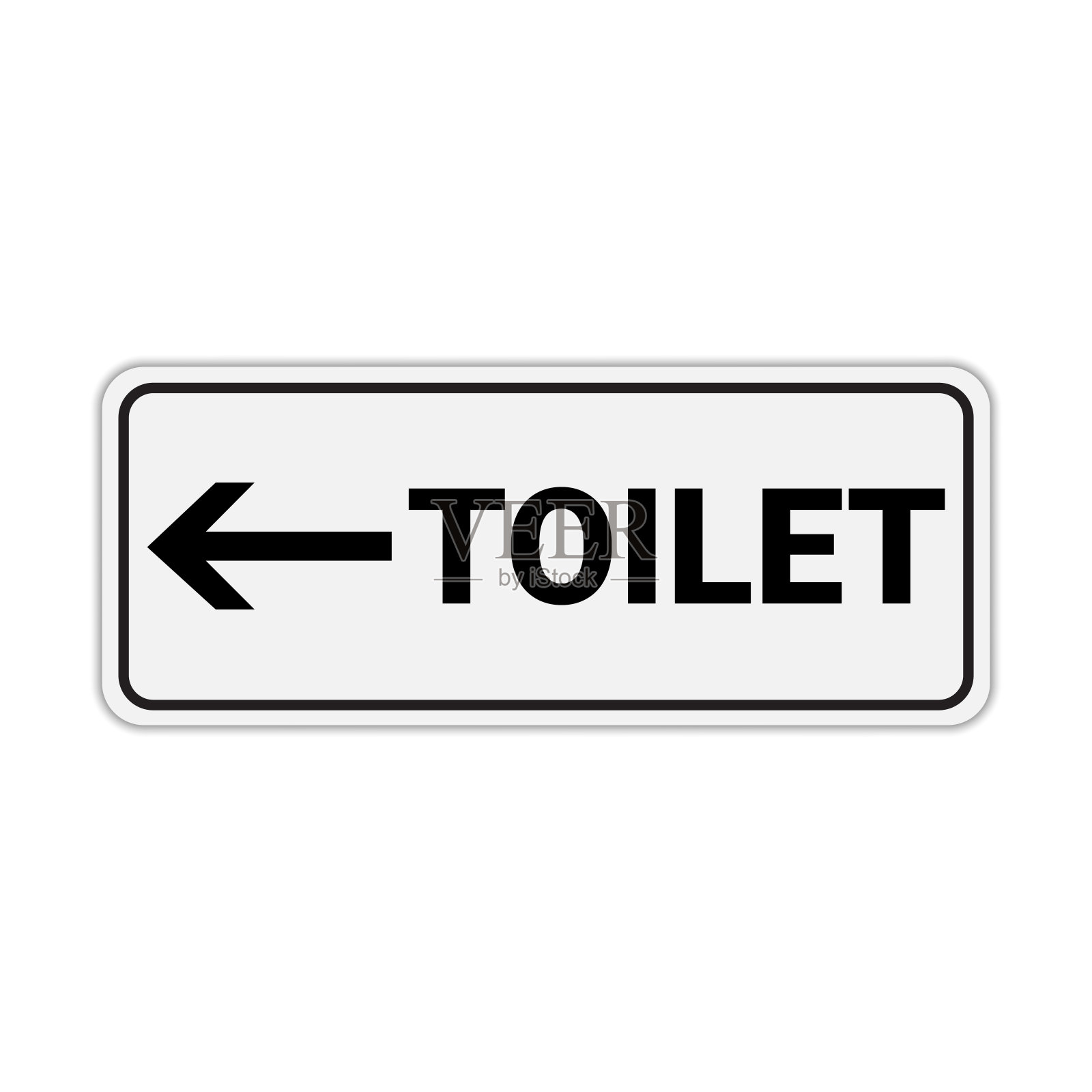 白色背景上的厕所指示标志。适用于办公室、酒店或公共设施。插画图片素材