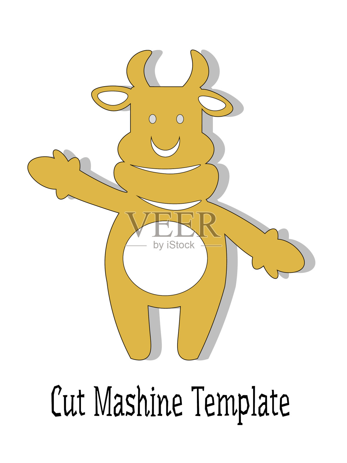 剪毛机模板快乐的牛2021戴手套插画图片素材