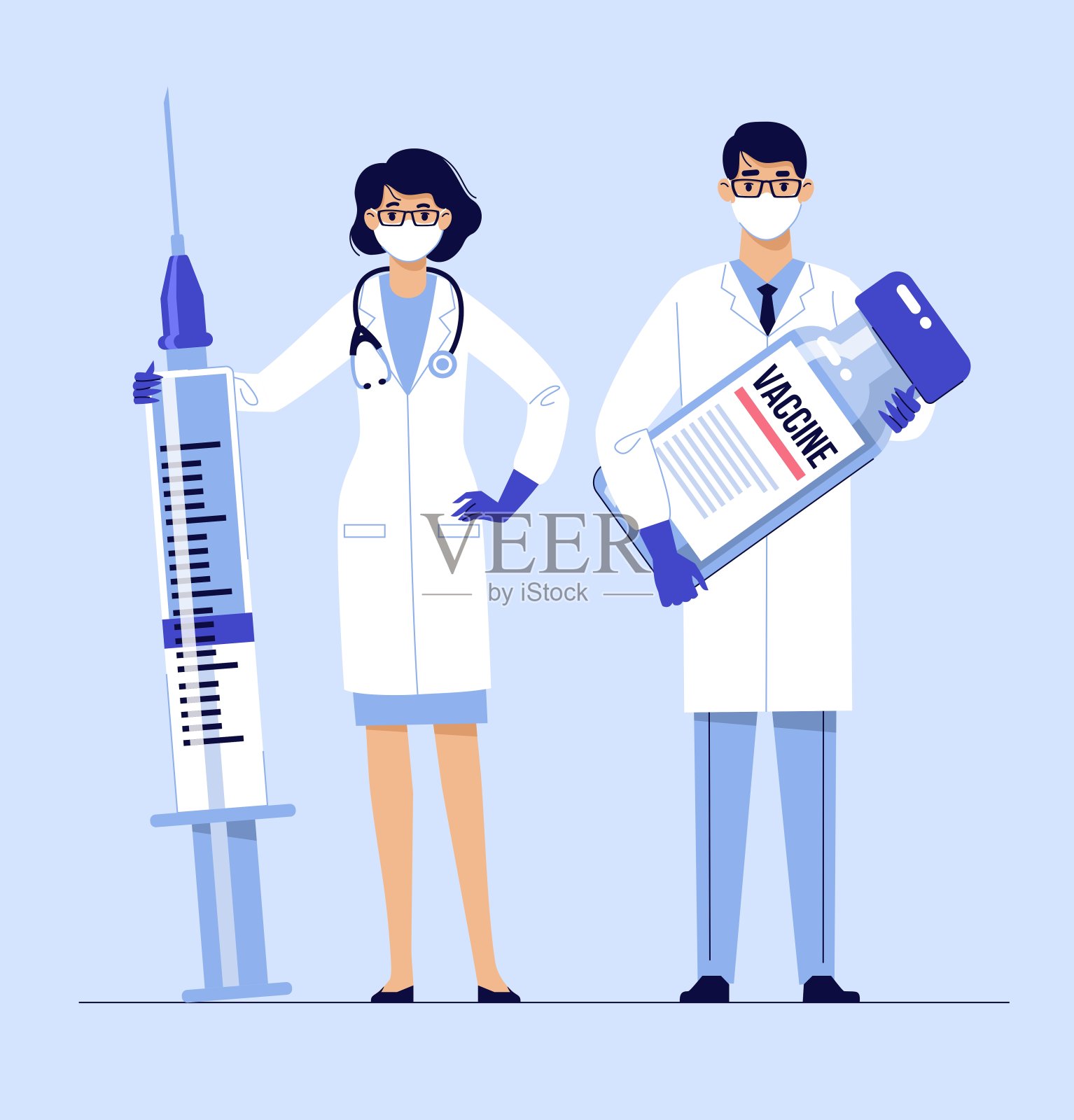 人们接种疫苗是为了免疫健康。新型冠状病毒肺炎插画图片素材