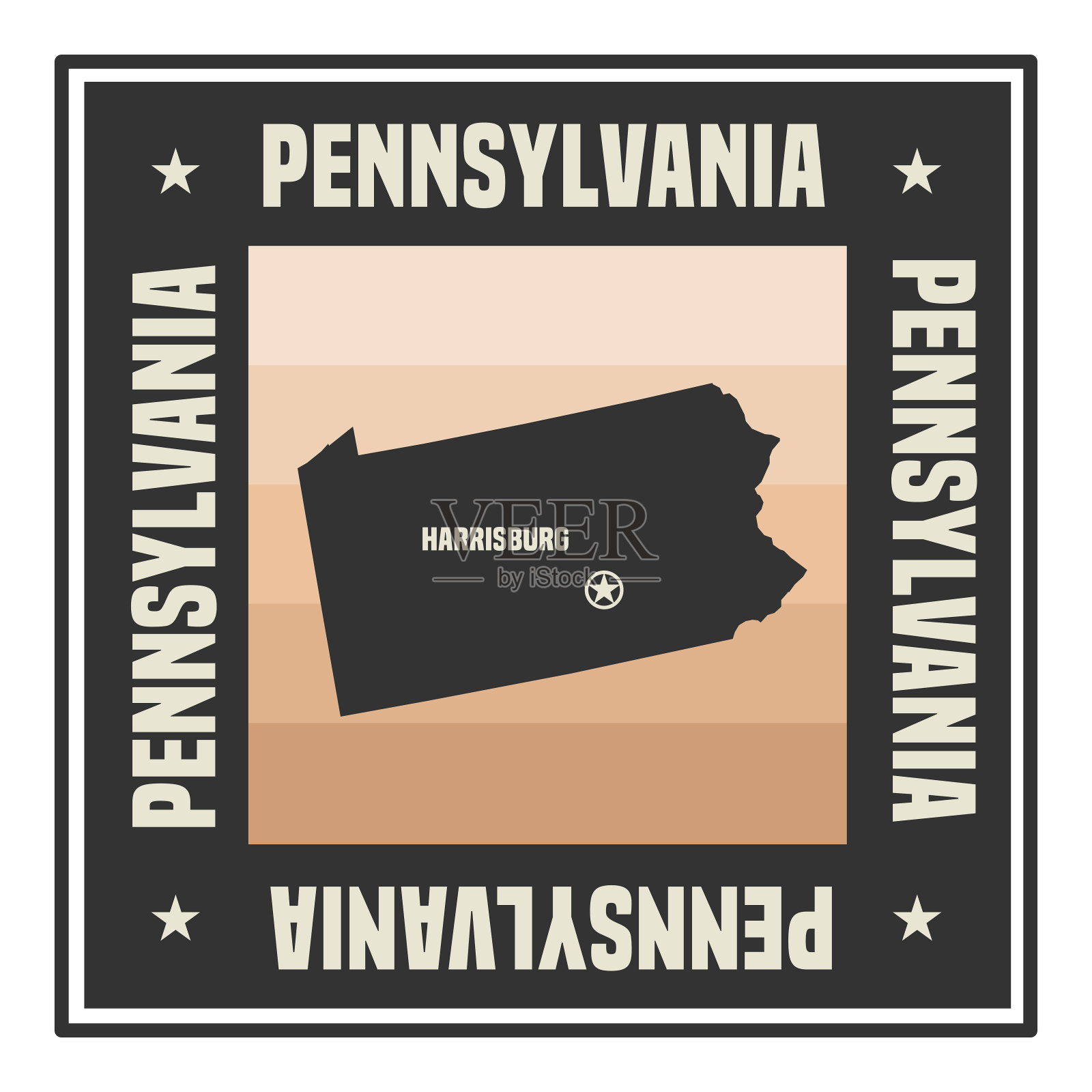 抽象的方形邮票或签名与美国宾夕法尼亚州的名字插画图片素材