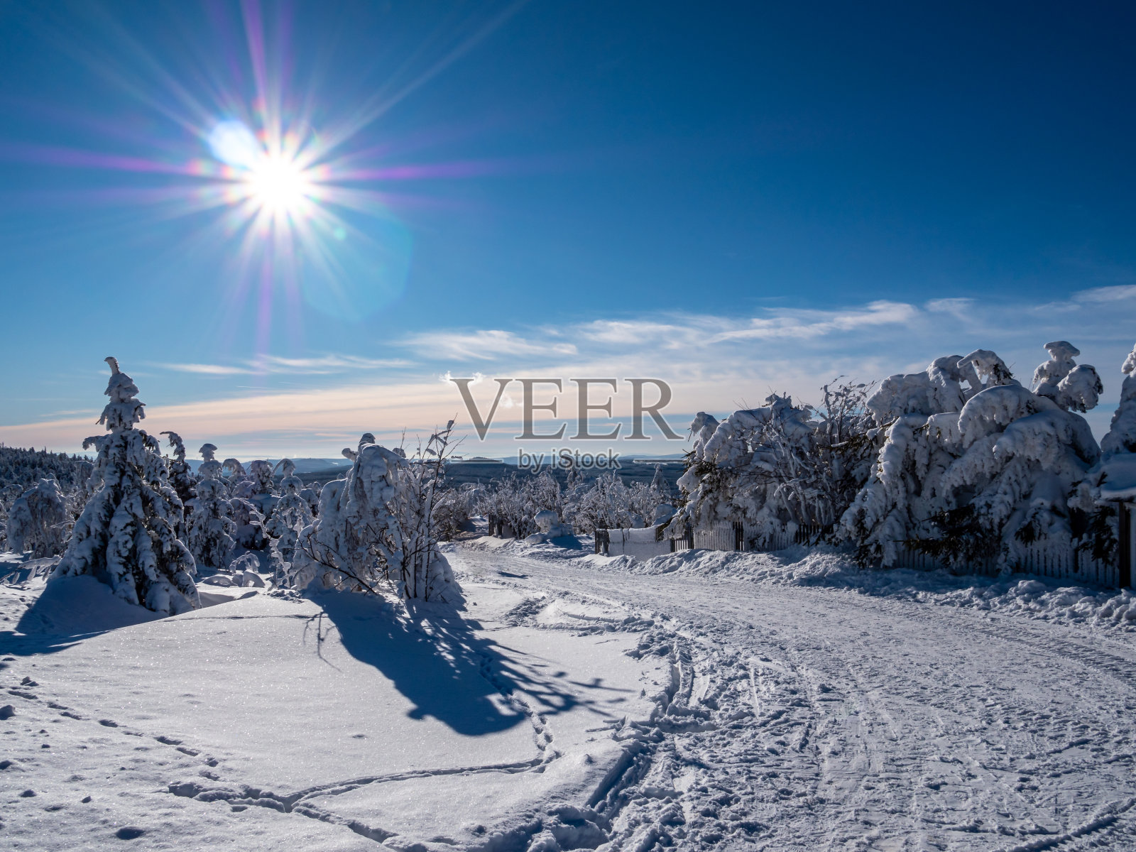 在费希特尔伯格的奥尔山美丽的冬季景观照片摄影图片