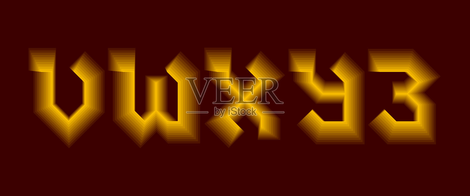 V w x y z字母带有黄色氖光插画图片素材