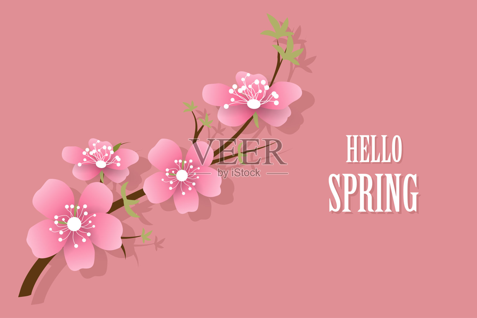 抽象背景与樱花你好春天。矢量图插画图片素材