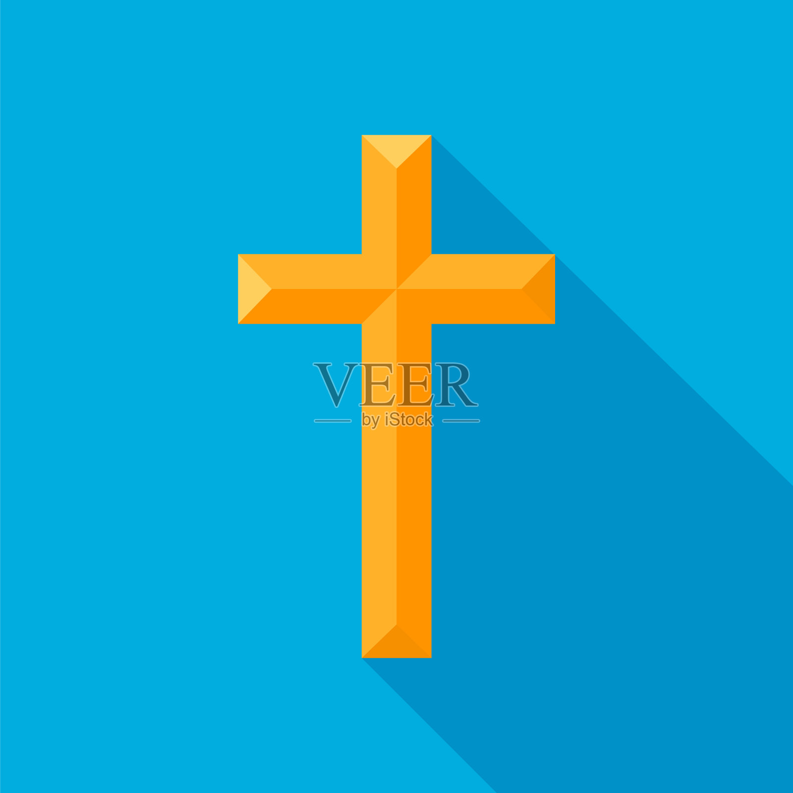 金色的基督教的十字架。现实的交叉孤立的背景。矢量插图。插画图片素材