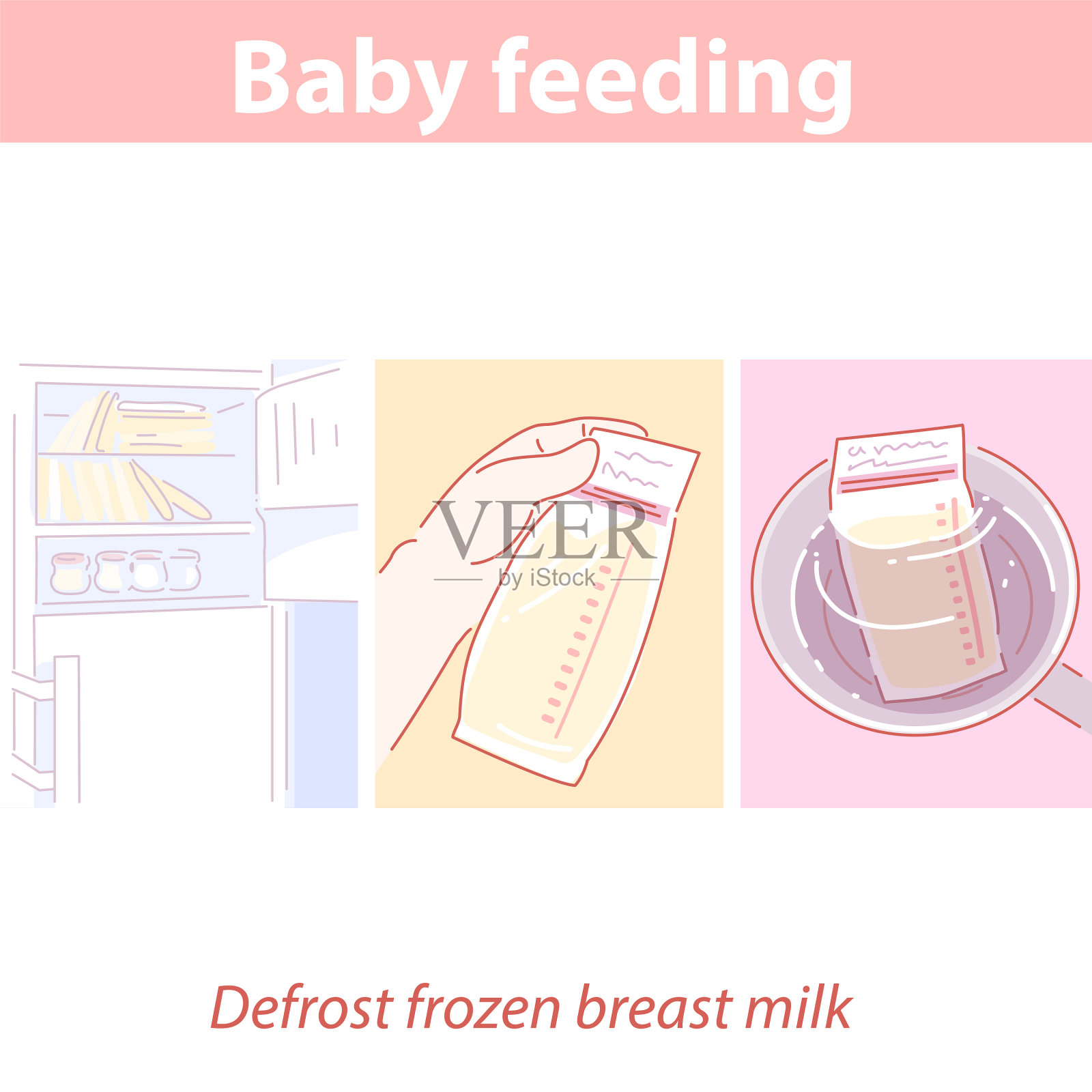 冷冻母乳喂养喂养插画图片素材