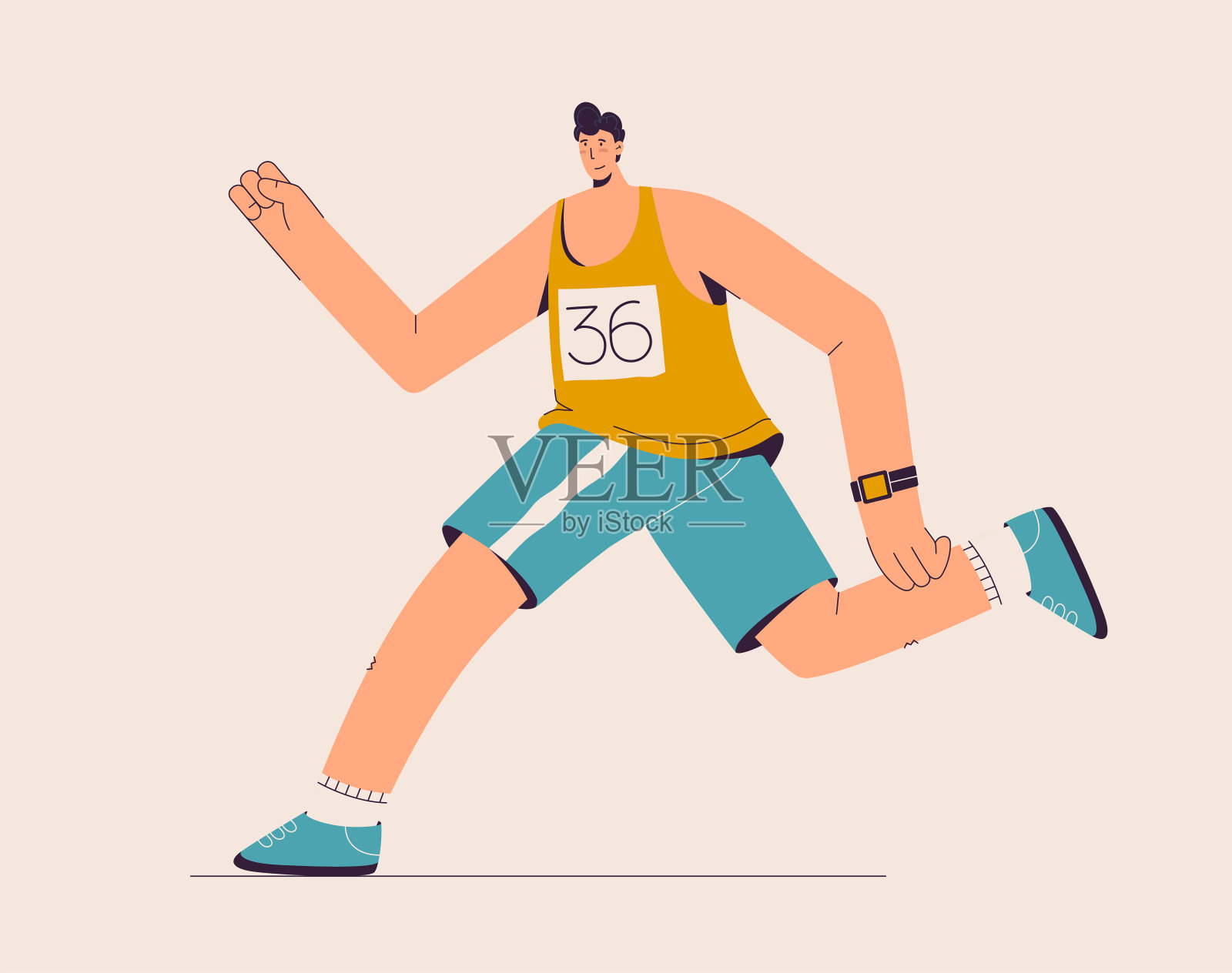卡通跑步胜利的人物设计图片素材免费下载 - 觅知网