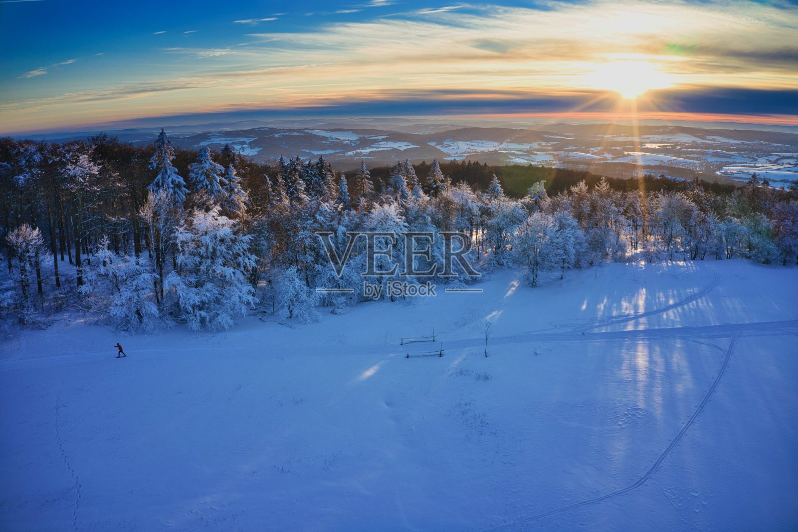 鸟瞰图的冬季日落在贺河美ßner照片摄影图片