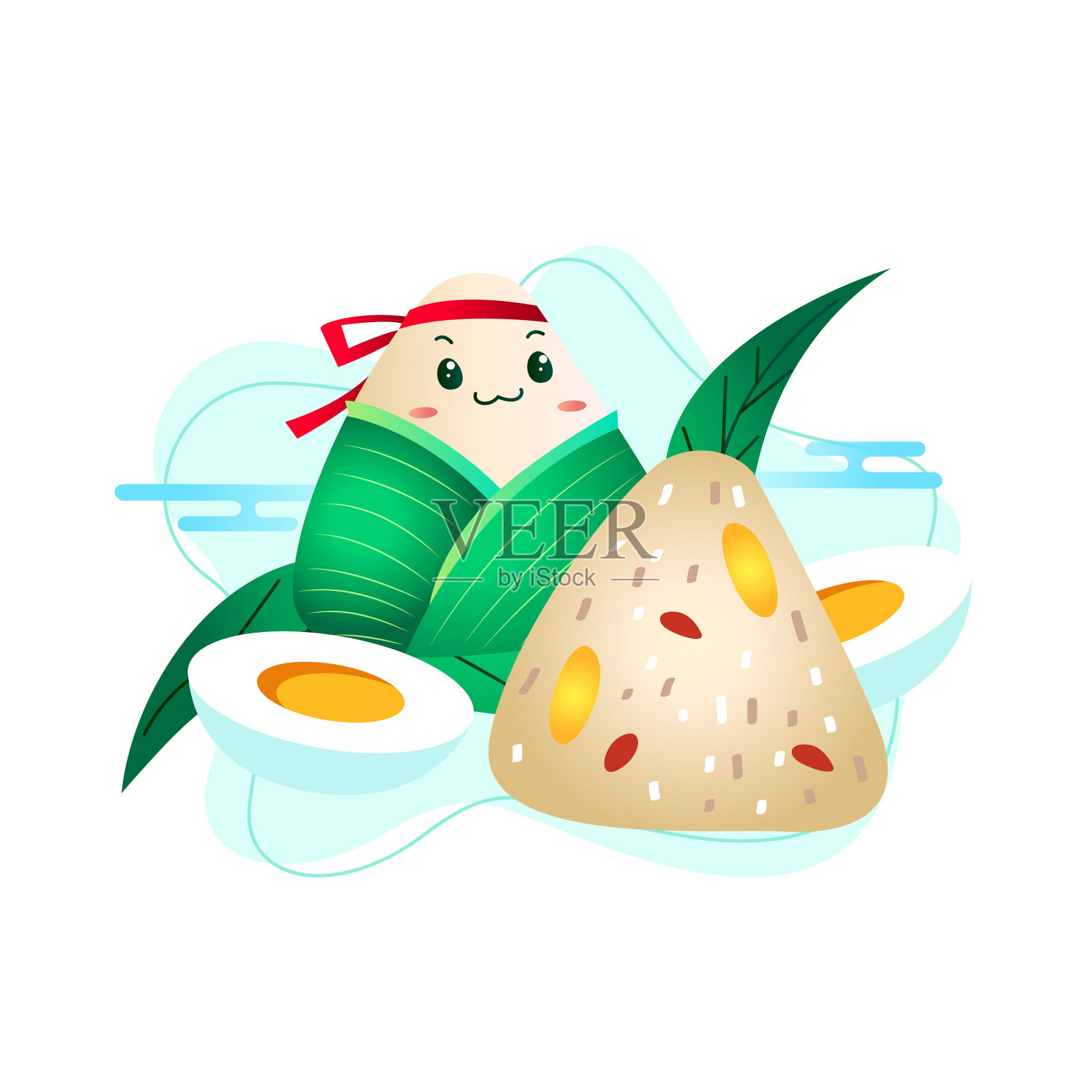 包粽子咸鸭蛋端午元素卡通设计元素图片