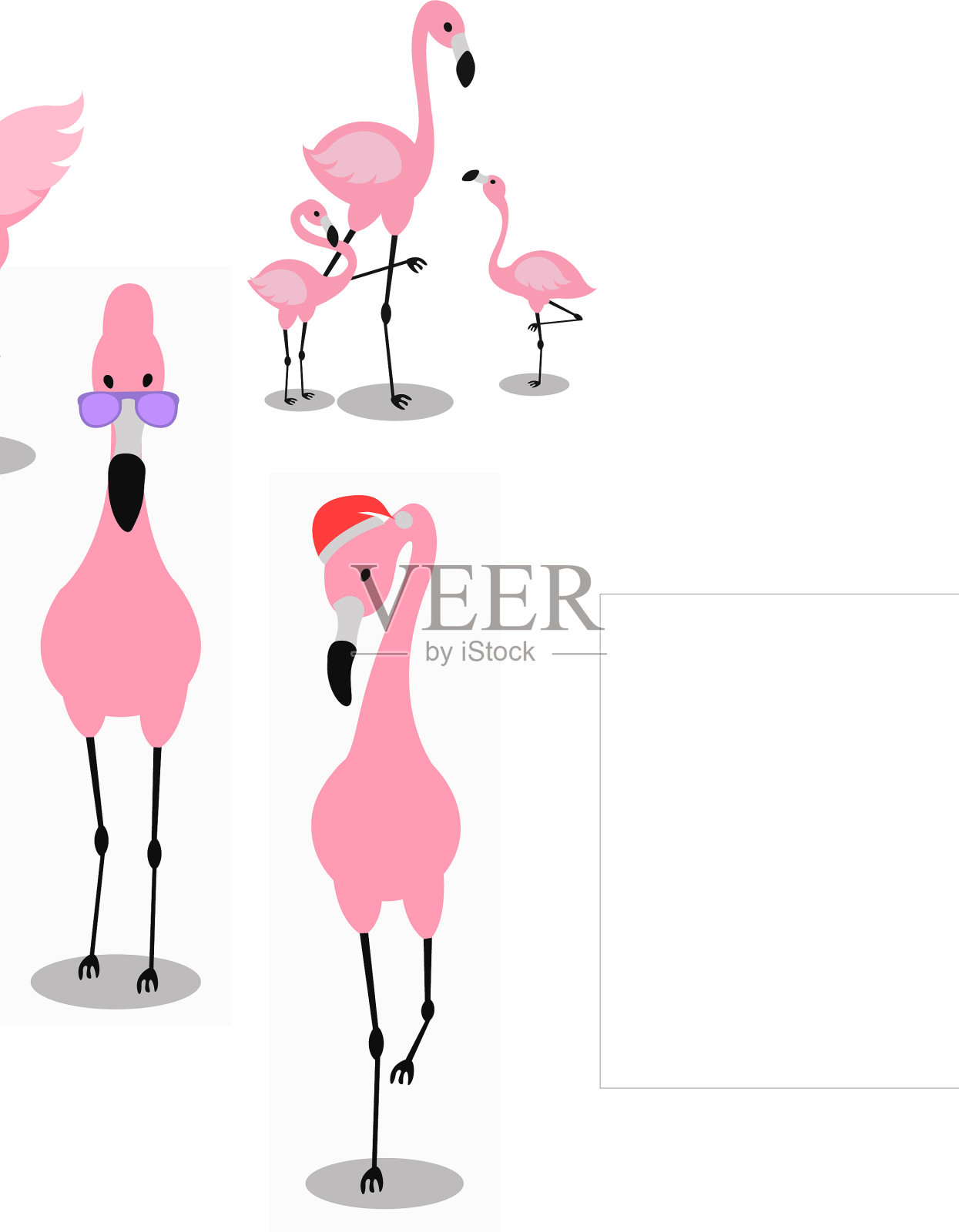 火烈鸟热带粉红色火烈鸟和奇异的鸟类插画图片素材