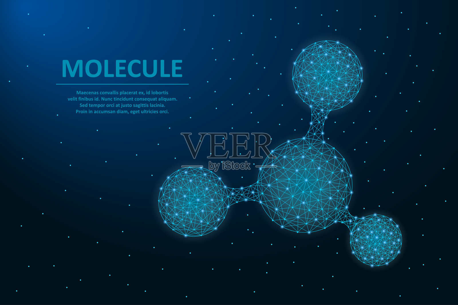 由点和线组成的分子。微分子结构与多边形线框网格。抽象未来主义插画的科学背景。插画图片素材