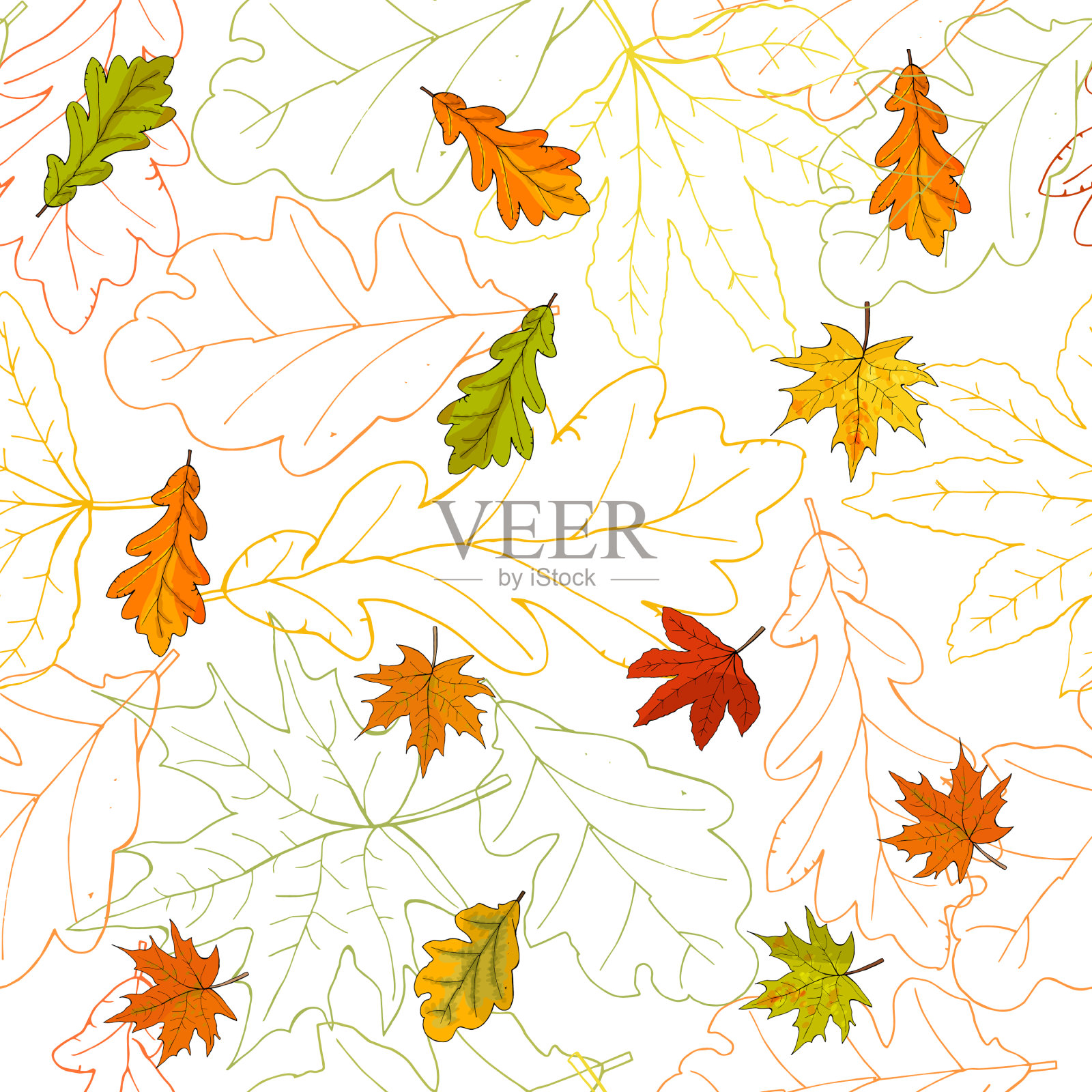 无缝图案与秋天枫叶背景图片素材