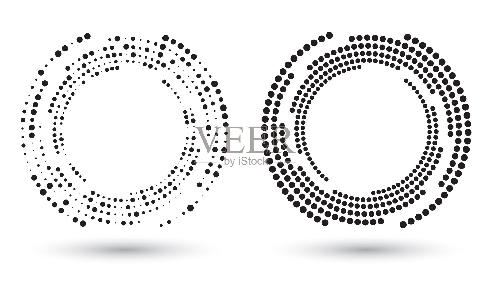 现代抽象背景。半色调圆点呈圆形。圆形的标志。向量和框架。插画图片素材