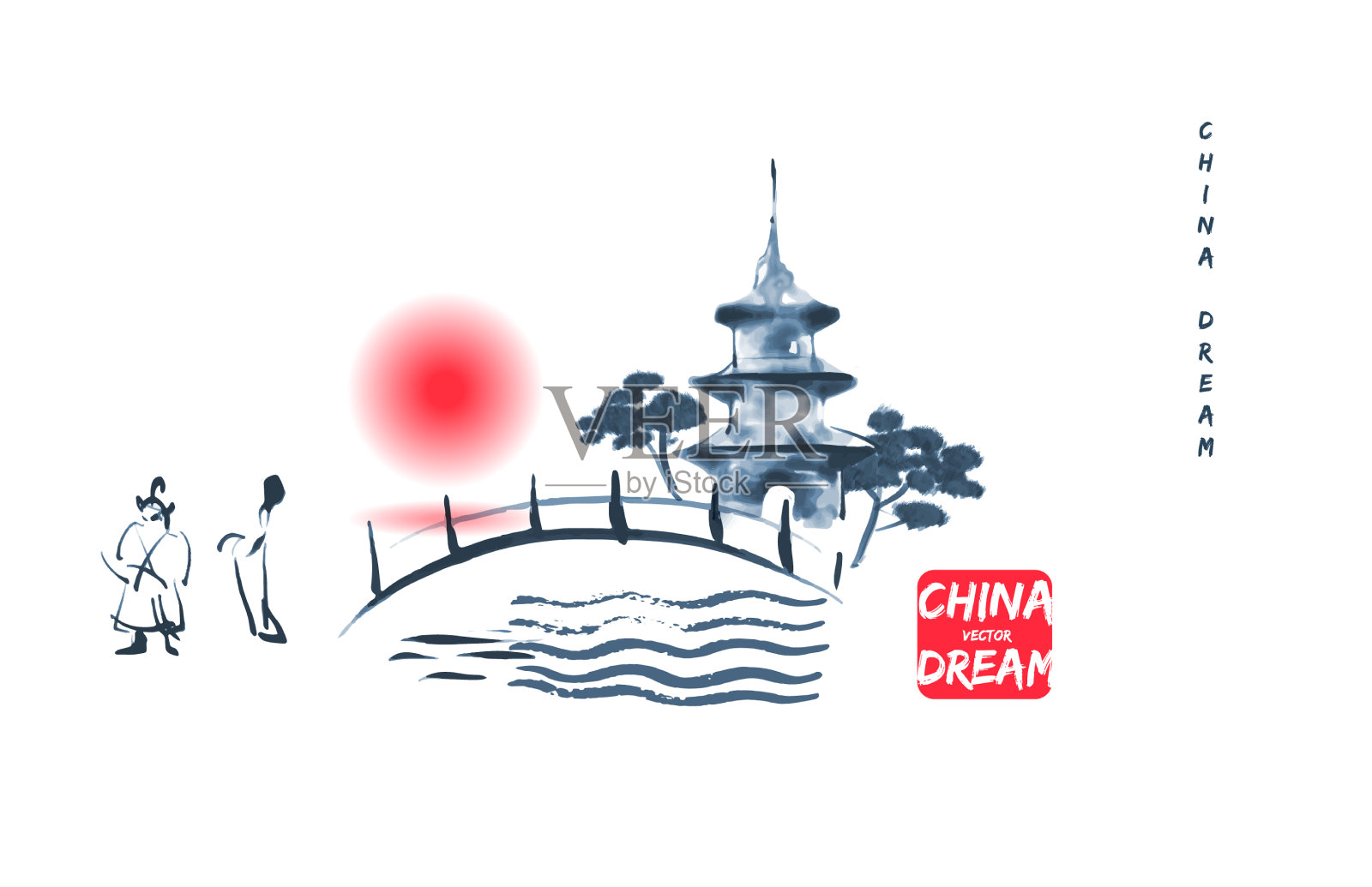 中国墨画背景用朦胧设计模板素材