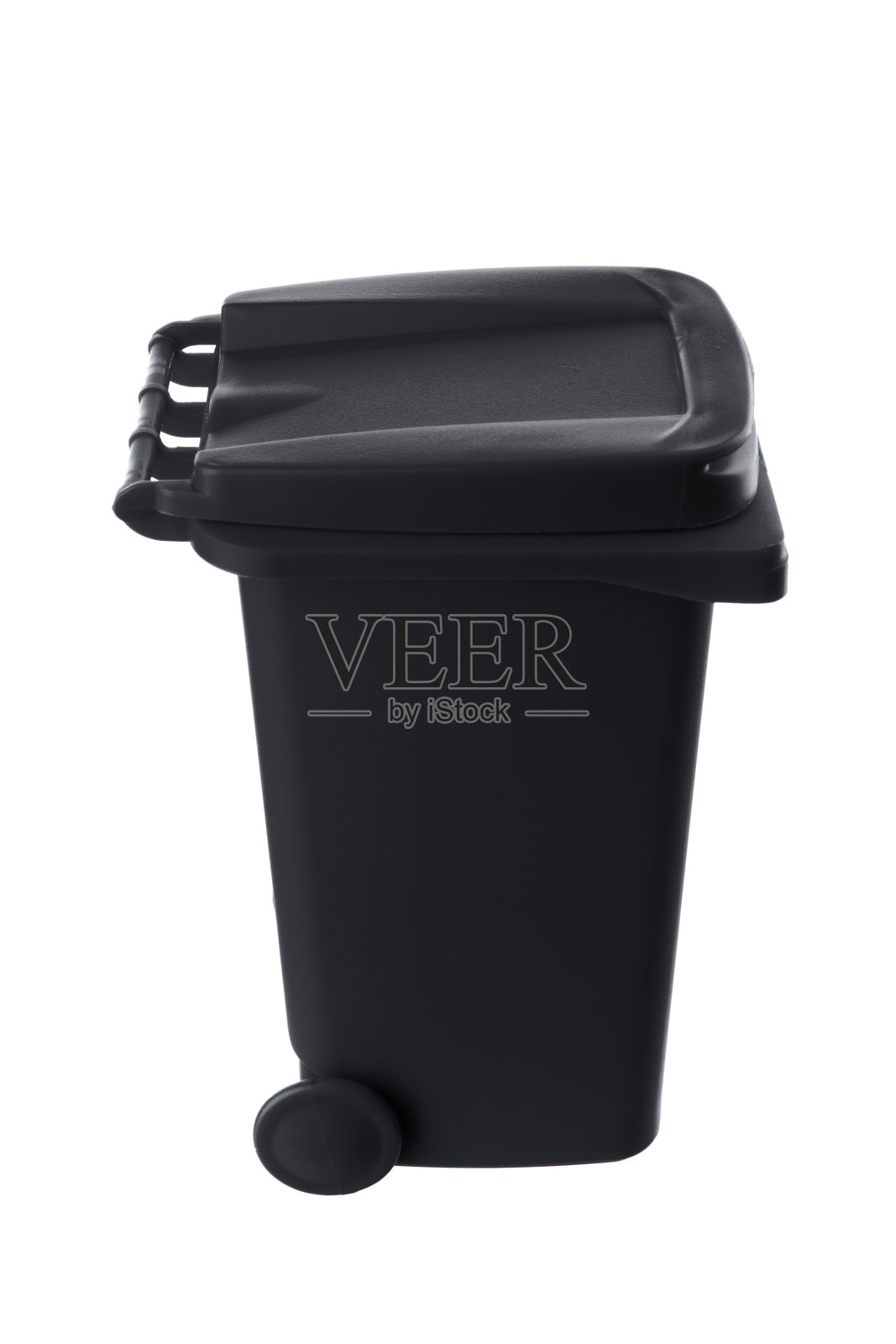 塑料黑色垃圾桶孤立在白色背景照片摄影图片