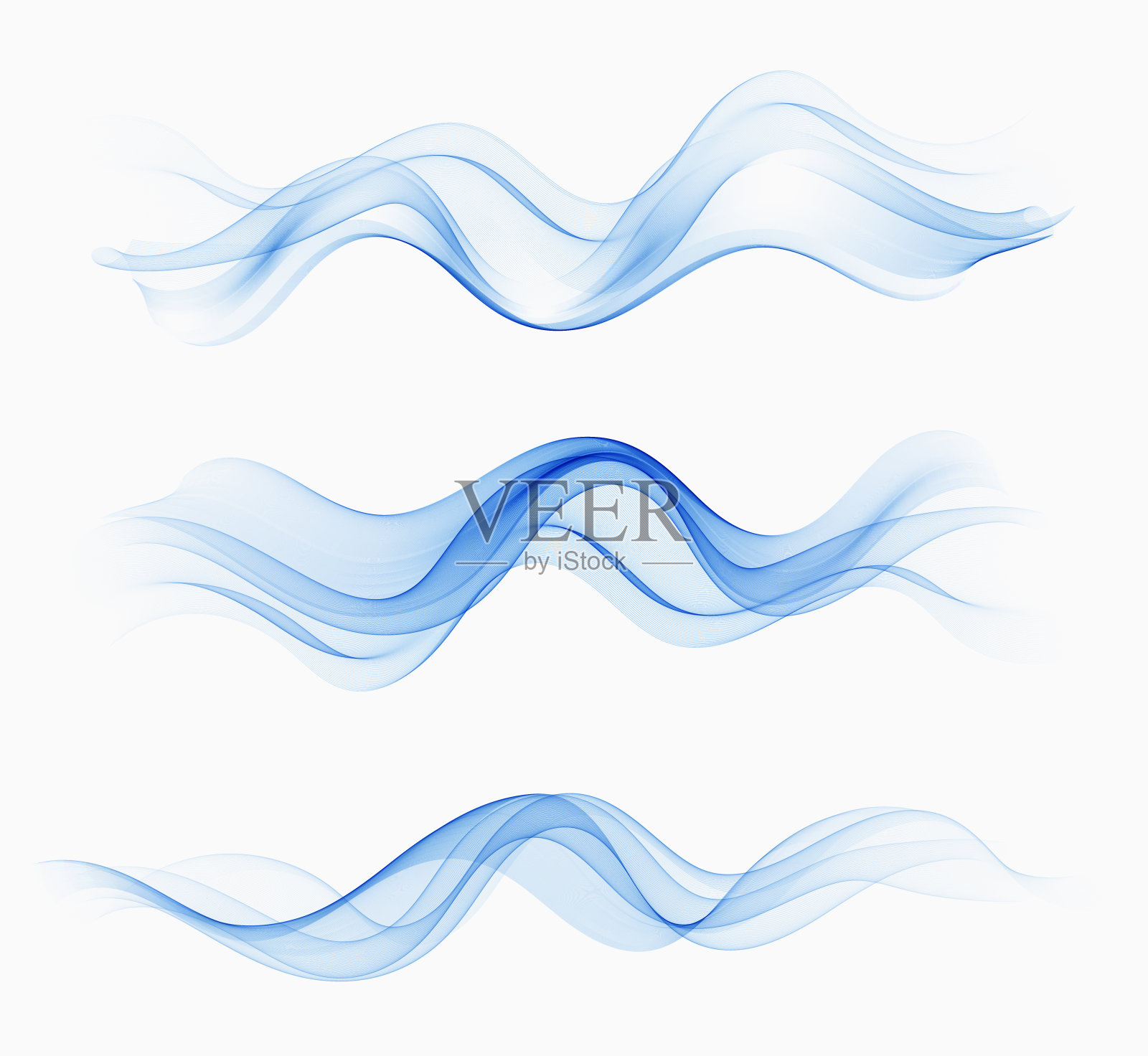 透明抽象的水波。带有抽象波的向量集。插画图片素材