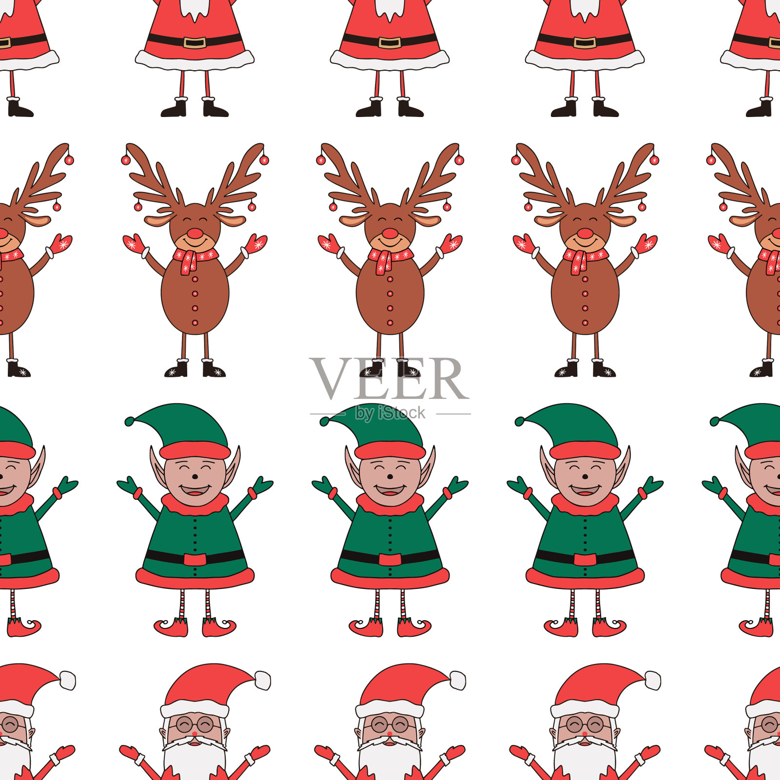 圣诞无缝图案由圣诞老人制成插画图片素材