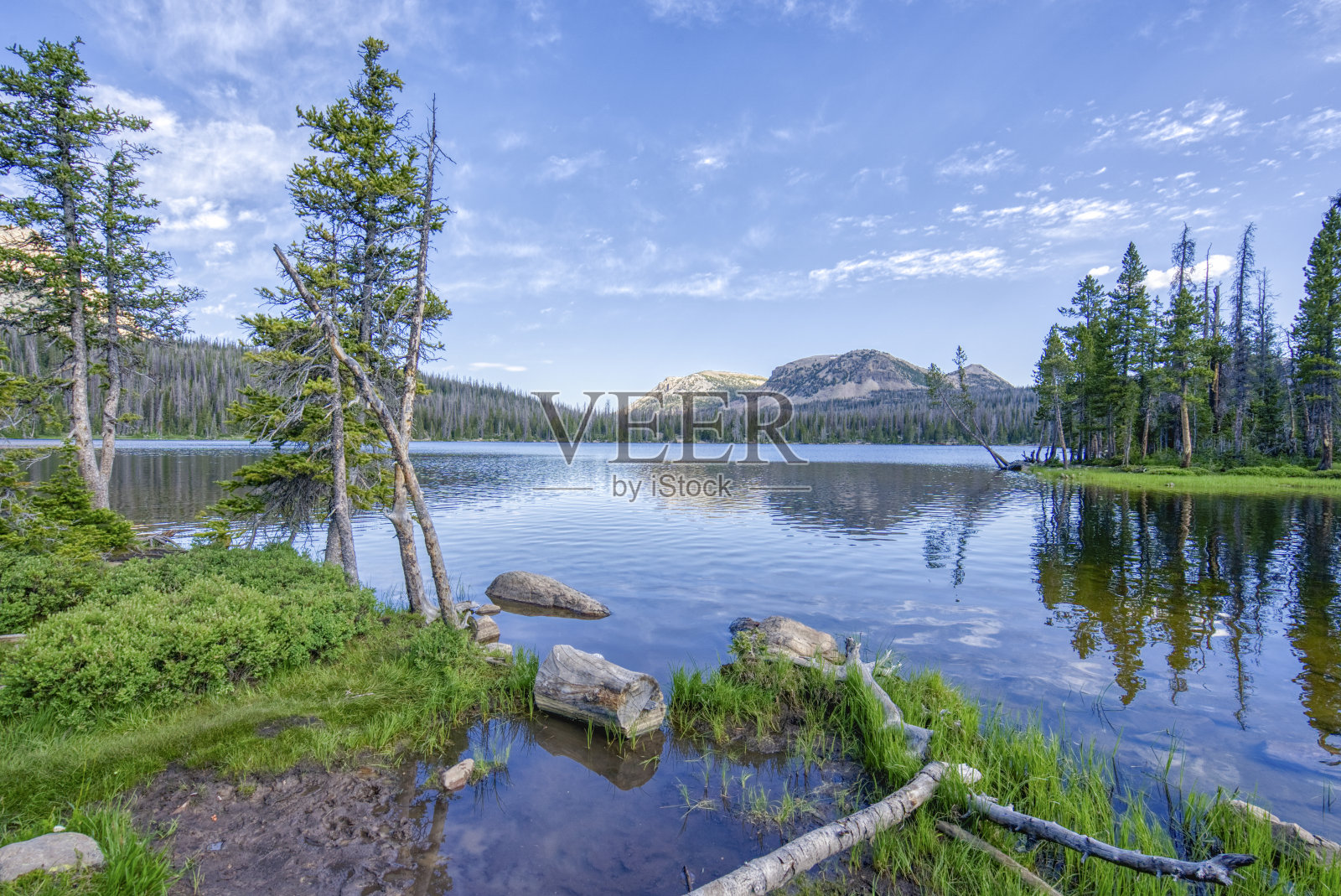 美国犹他州盐湖城附近美丽的瓦萨奇国家森林中的镜子湖照片摄影图片