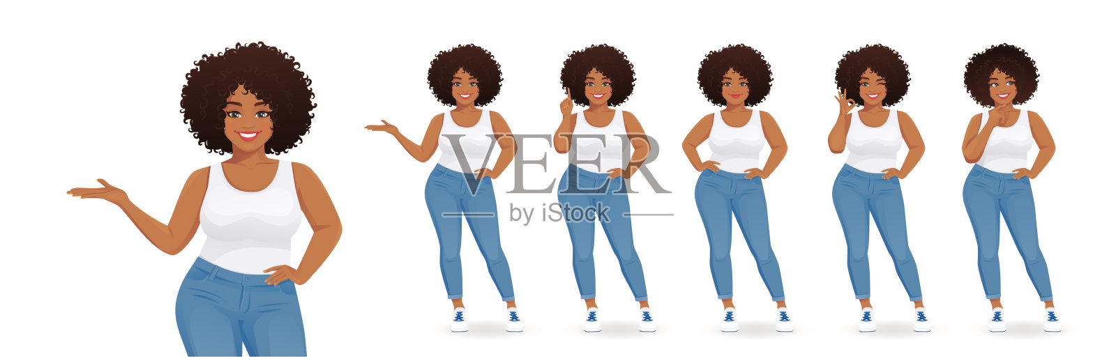 年轻高大的黑人女性插画图片素材