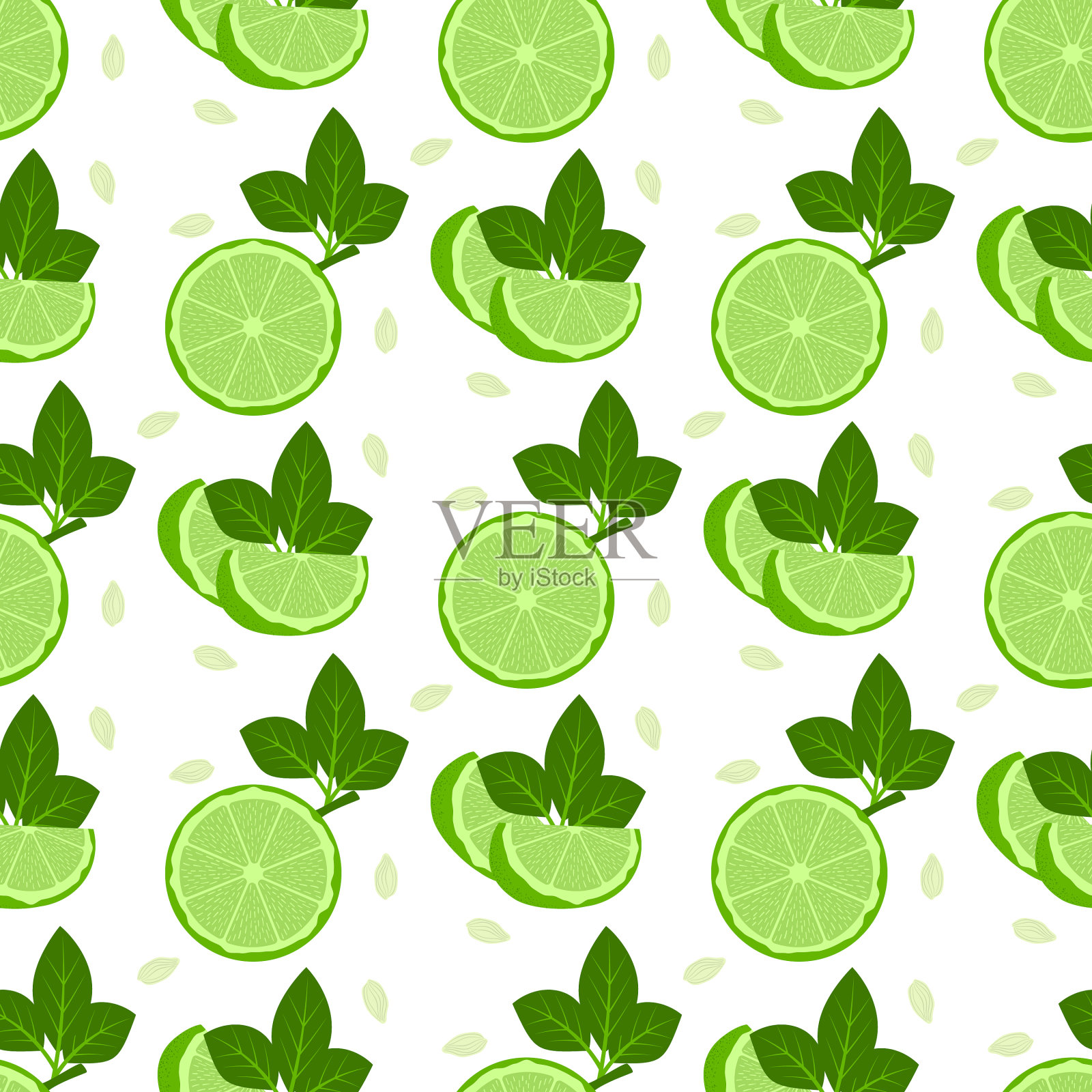 柠檬水果无缝模式整个和减半插画图片素材