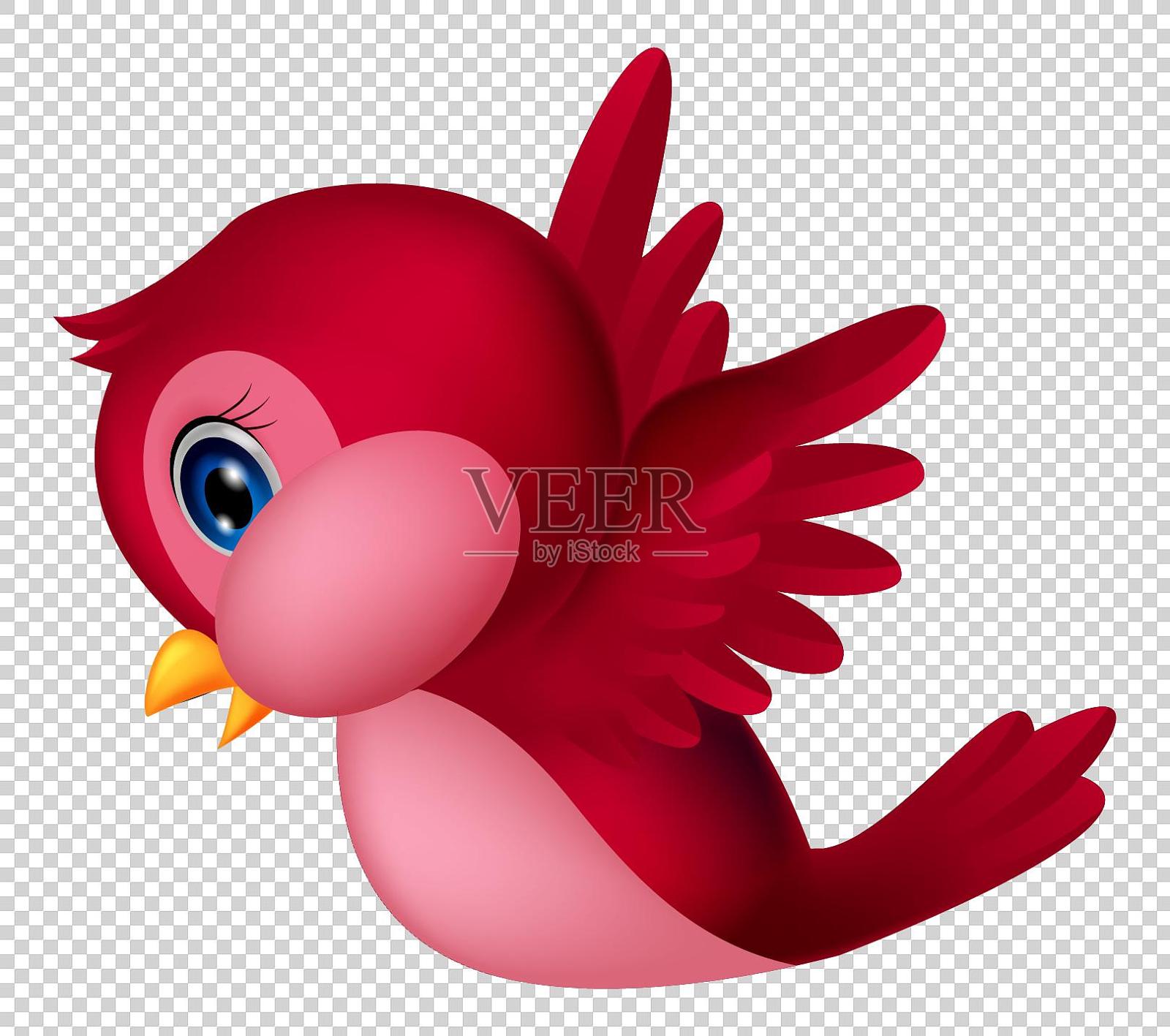 卡通红色小鸟设计元素图片