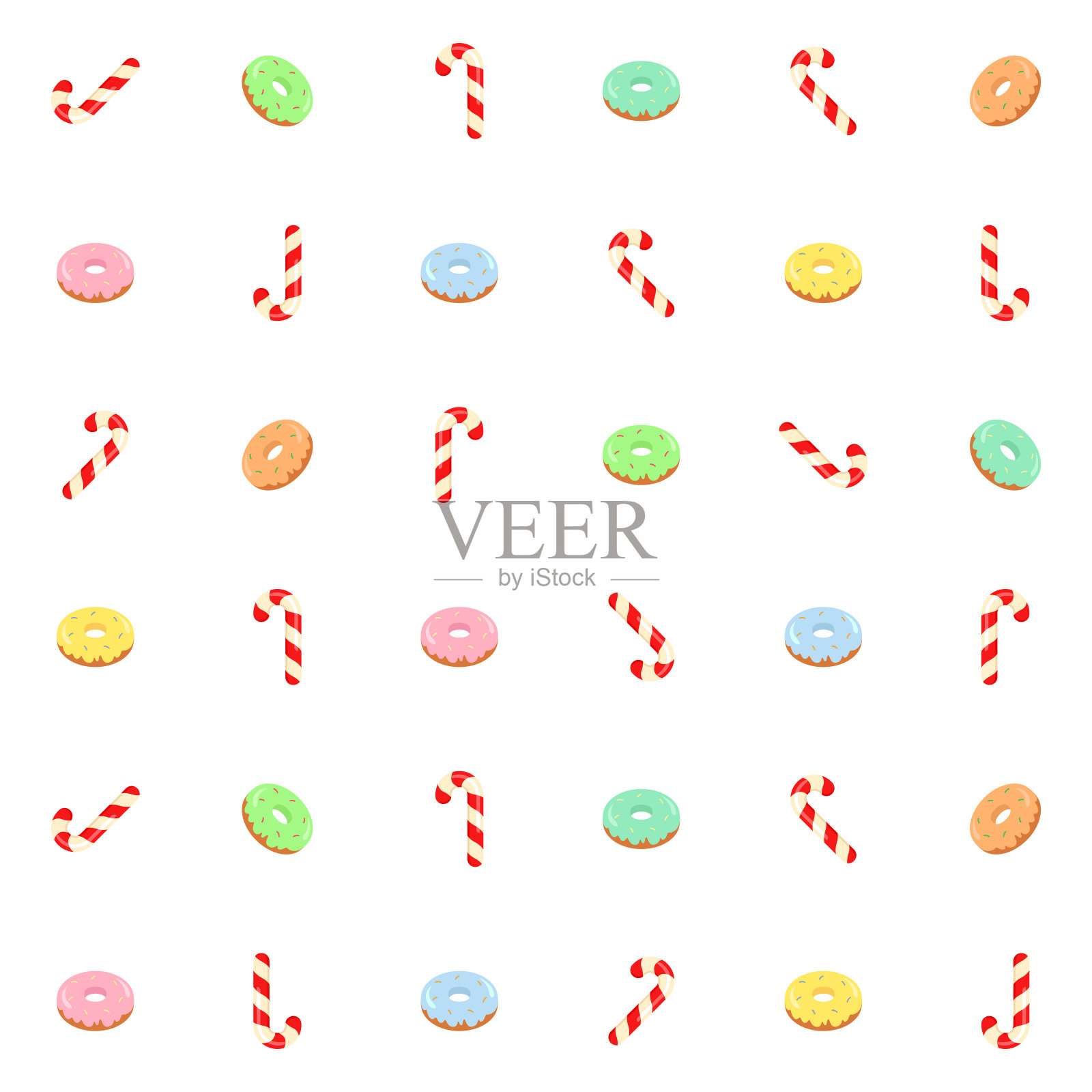 棒棒糖和甜甜圈。糖果的模式。矢量图插画图片素材