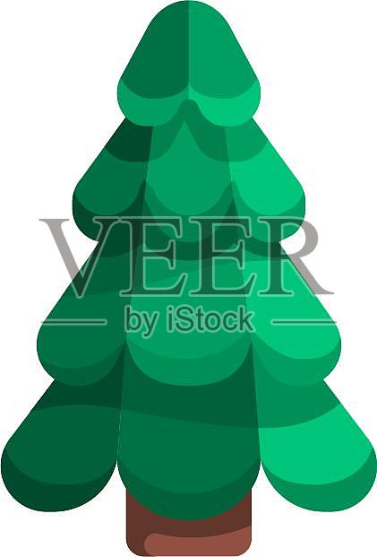 圣诞树春天树木树植物绿色绿植卡通扁平元素设计元素图片