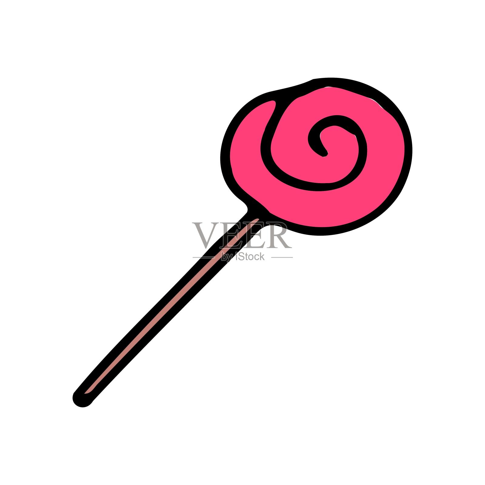 万圣节粉色美味棒棒糖涂鸦手绘卡通元素设计元素图片