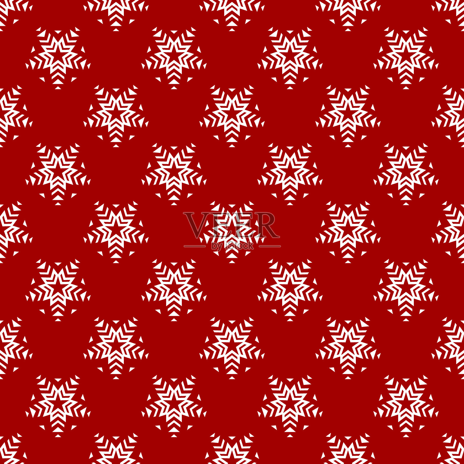 无缝模式与红色雪花星星在白色的背景。背景图片素材