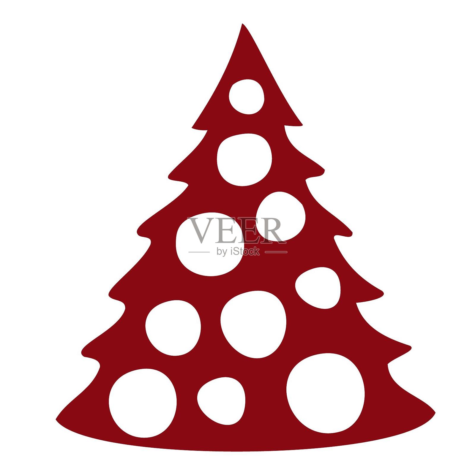圣诞节圣诞树植物红色设计元素图片