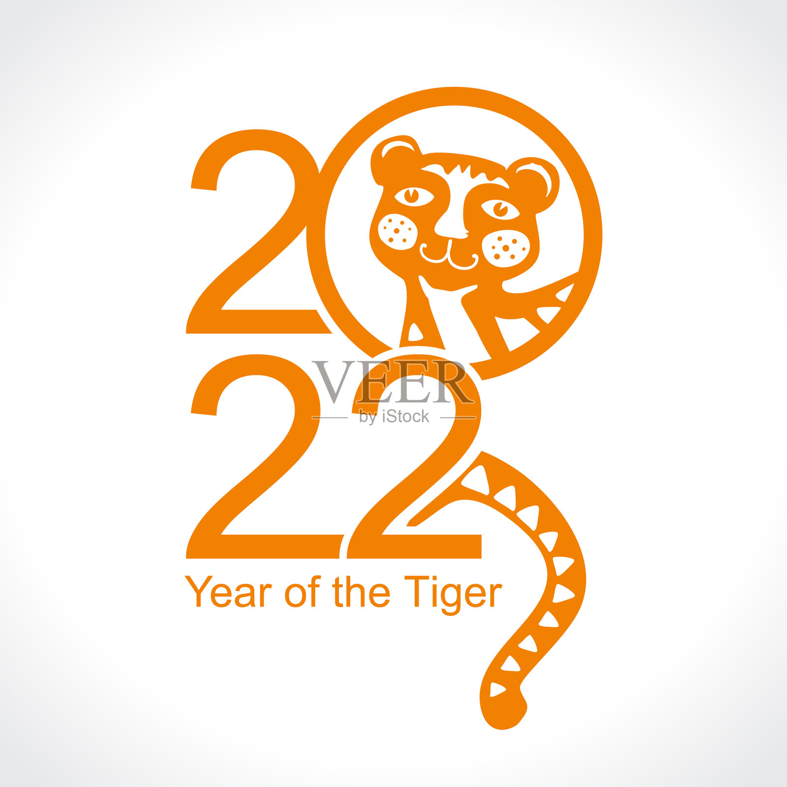 2022年，水虎年。中国生肖虎年。矢量插图。插画图片素材