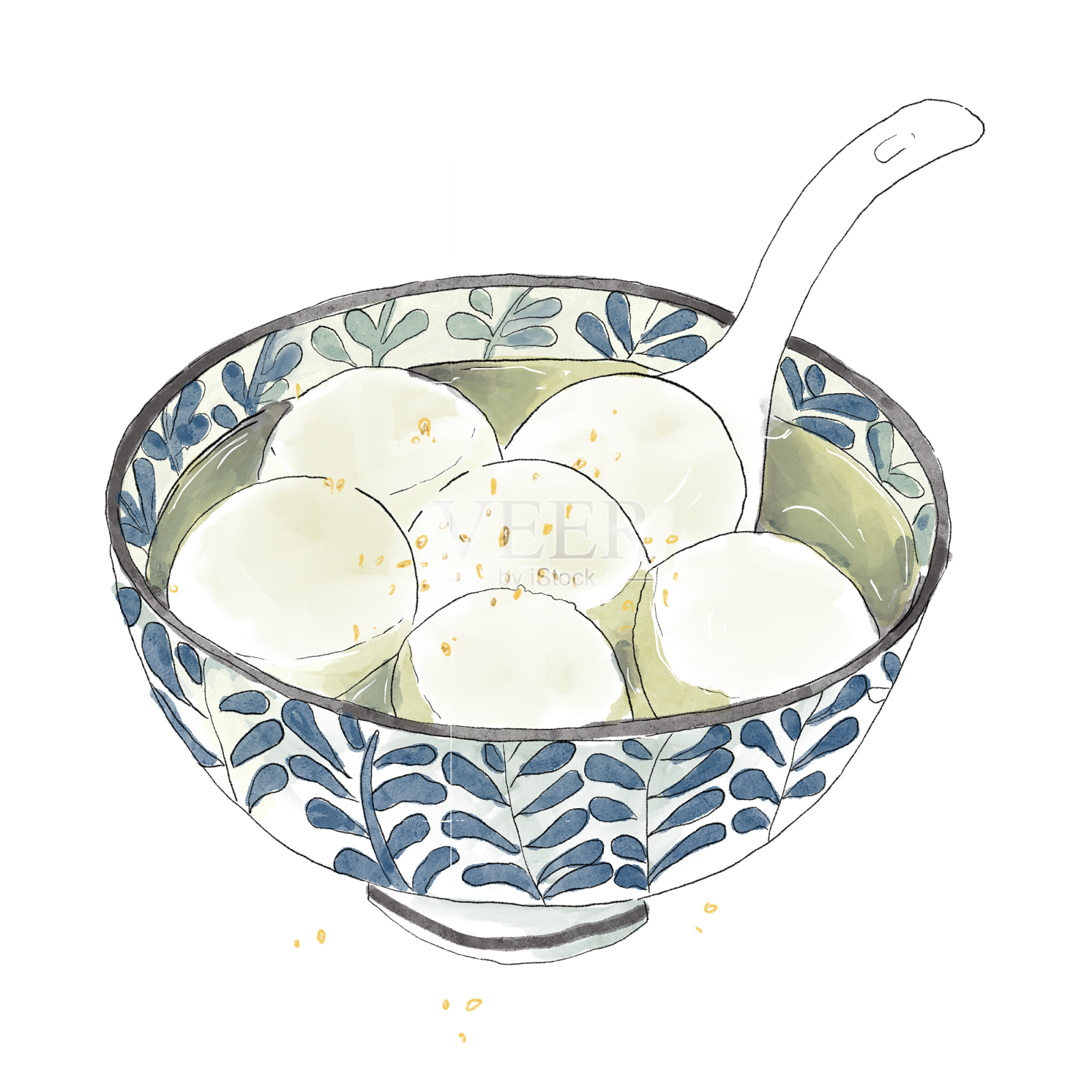 立冬大雪元宵节汤圆瓷碗设计元素图片