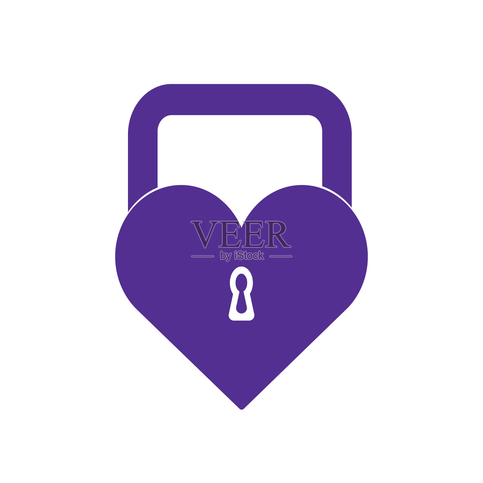 心挂锁标志设计。挂锁科技logo概念设计。插画图片素材