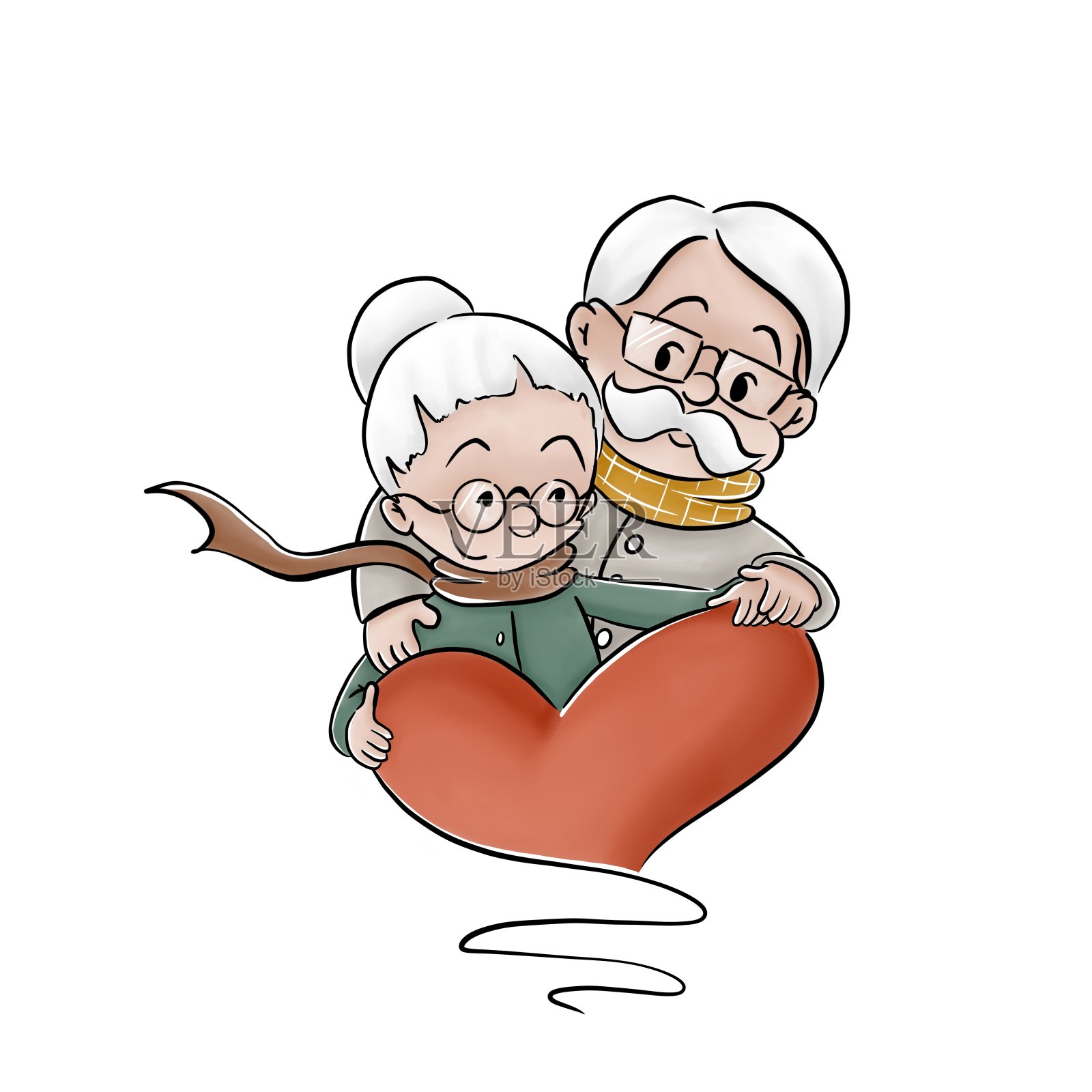 卡通老年夫妻带孙子们图片素材免费下载 - 觅知网
