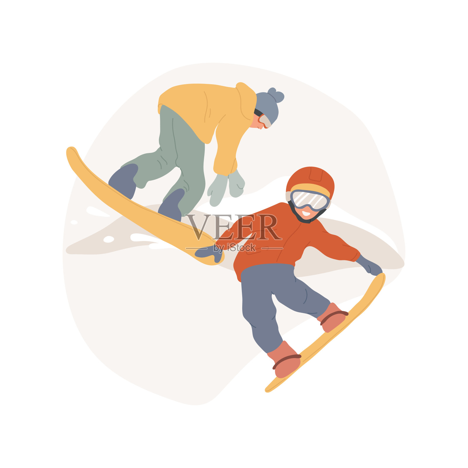 滑雪板技巧孤立的卡通矢量插图插画图片素材