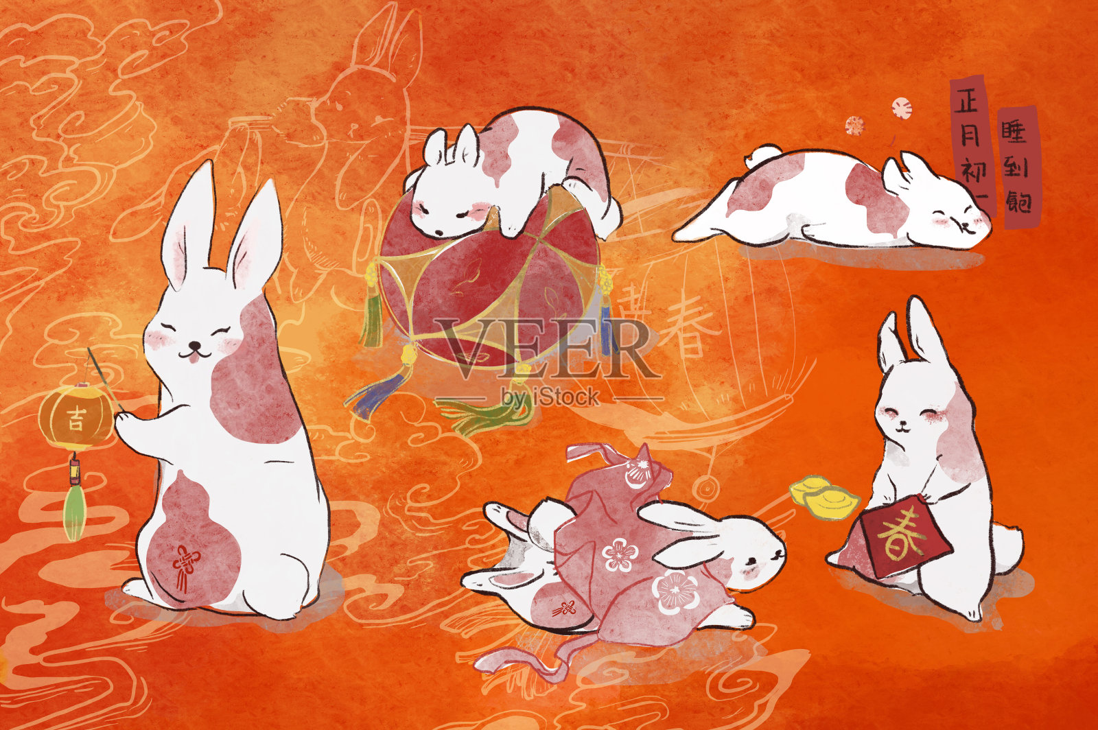 十二生肖兔年插画图片素材