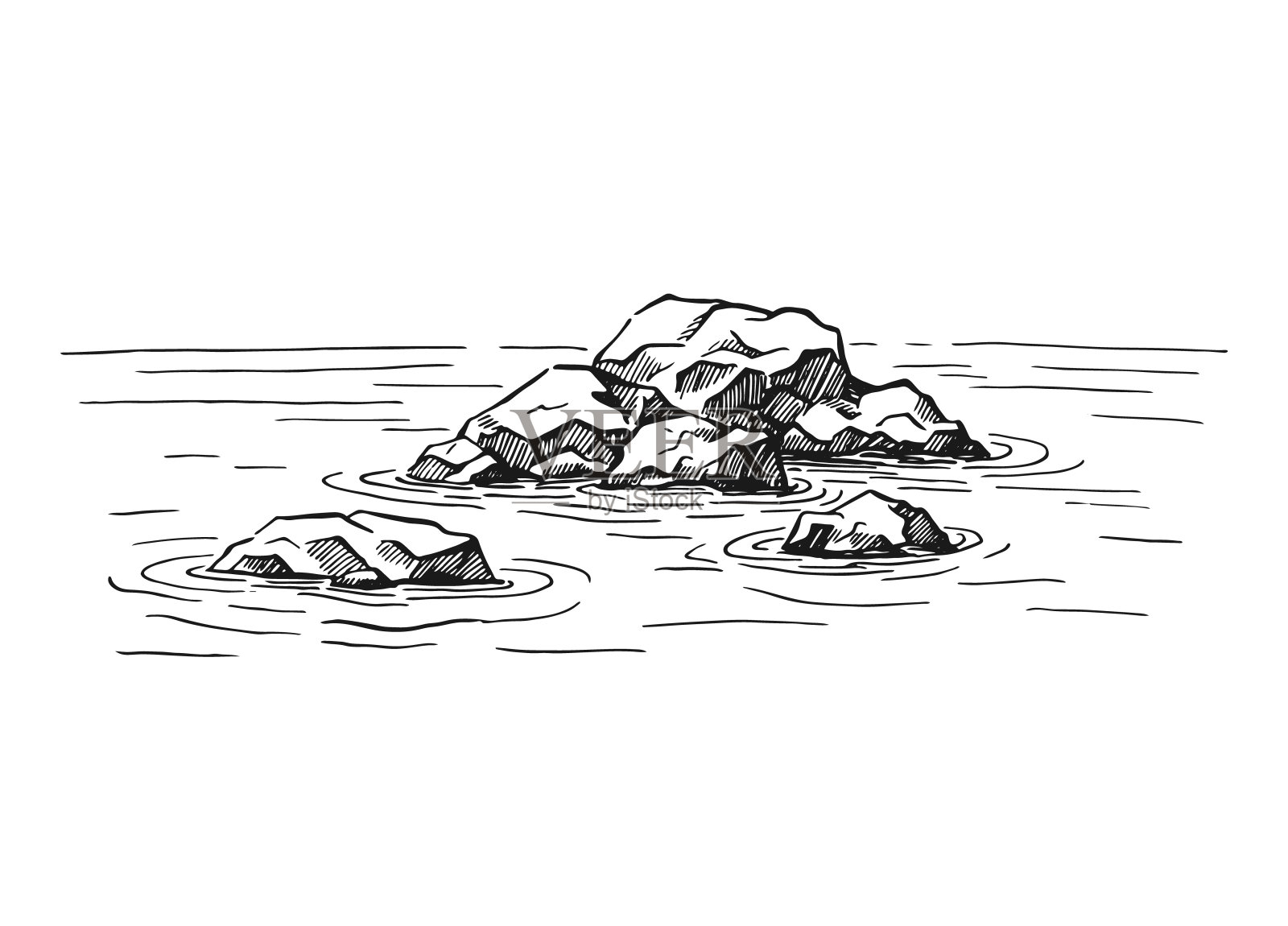 岩石岛简笔画图片