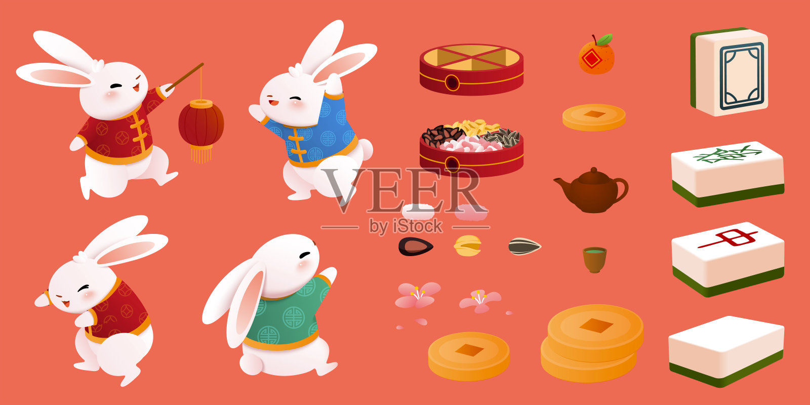兔年春节新年素材插画图片素材