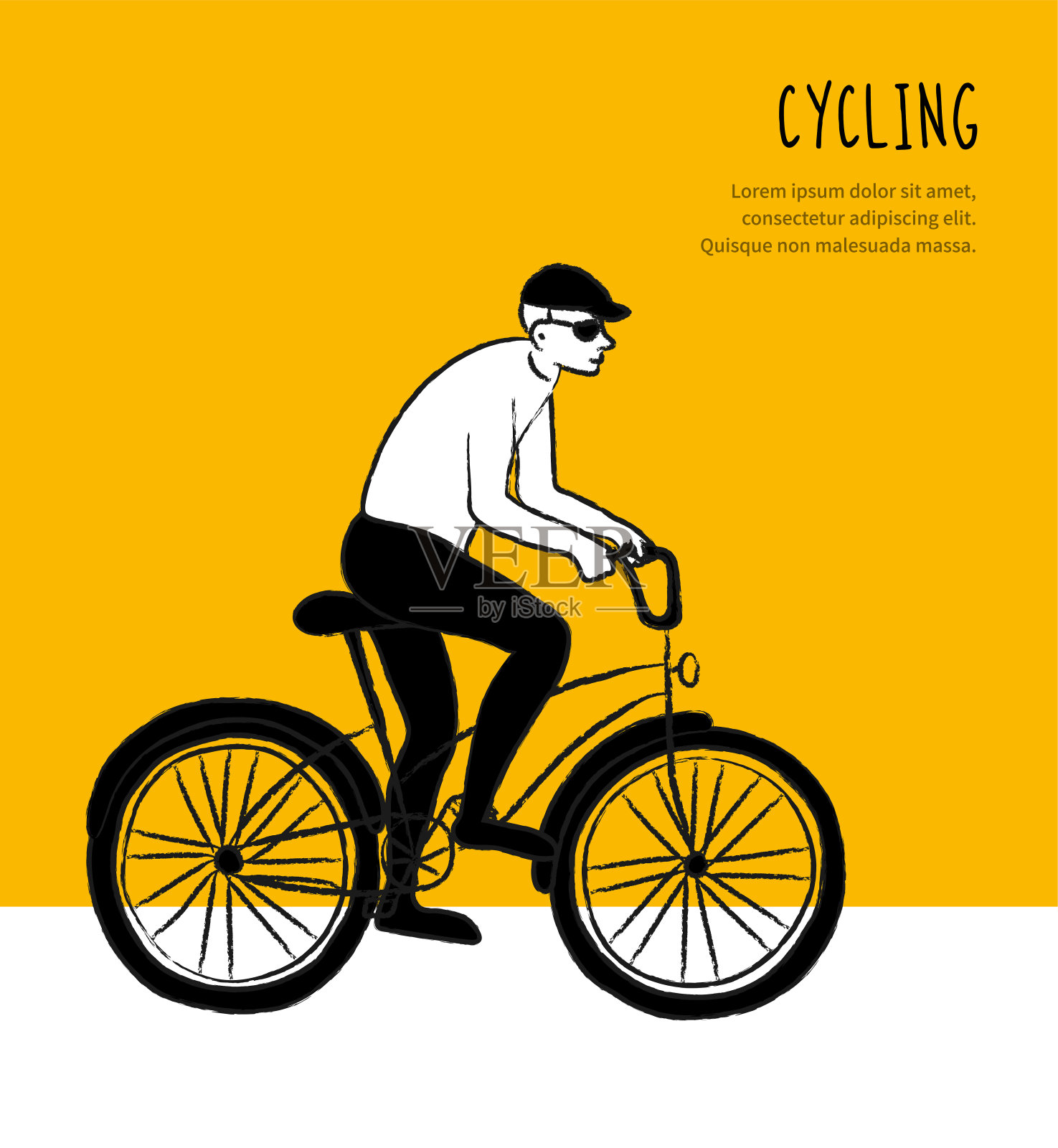 具有潮人特色的自行车。骑自行车和街头活动。骑自行车。运动生活方式概念。用于明信片，海报，横幅。简单的线条绘制。平面设计。潮流矢量插图。设计元素图片