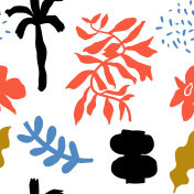 抽象的斯堪的纳维亚花卉无缝图案，手绘花卉形状的背景插画图片