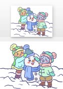 冬天可爱小猫咪堆雪人元素符号图片