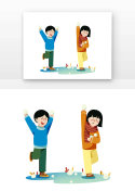 手绘卡通打雪仗儿童元素符号图片