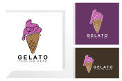 冰淇淋标志设计甜软凉食插画图片