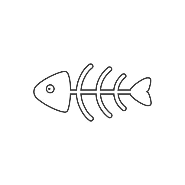 鱼骨线图标在平坦的风格向量图片